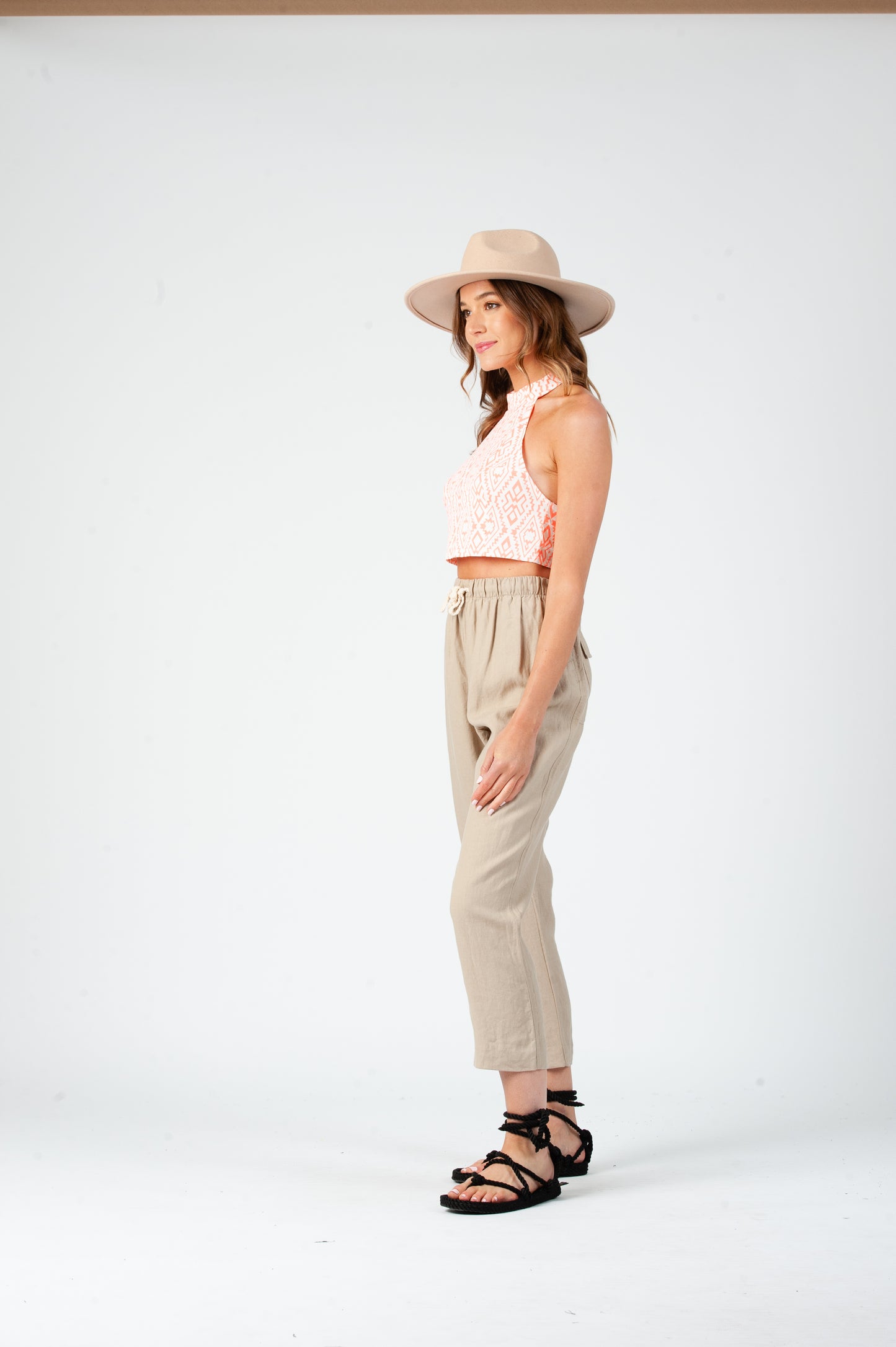 DAISY STRAPPY BACK CROP TOP-MOLTEN GEO