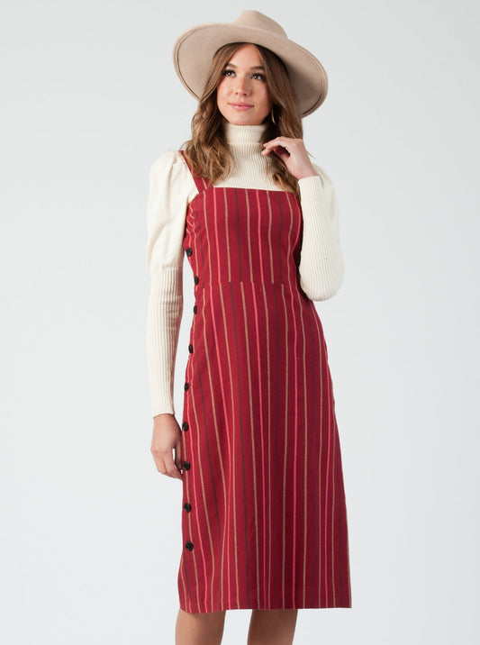 GINGER DRESS-GARNET STRIPE