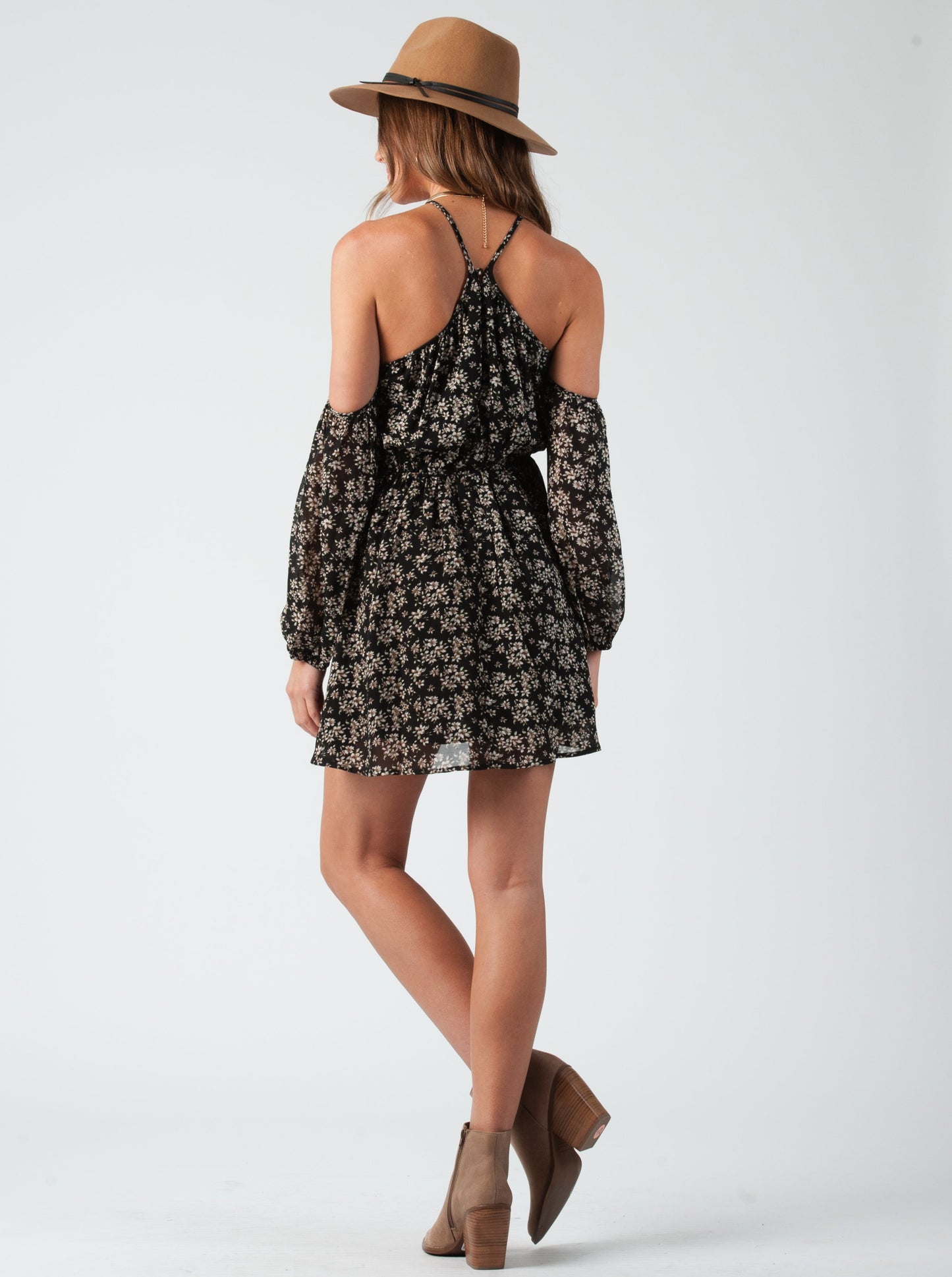 BAXTER RACERBACK MINI DRESS-BLACK CLUSTER FLORAL