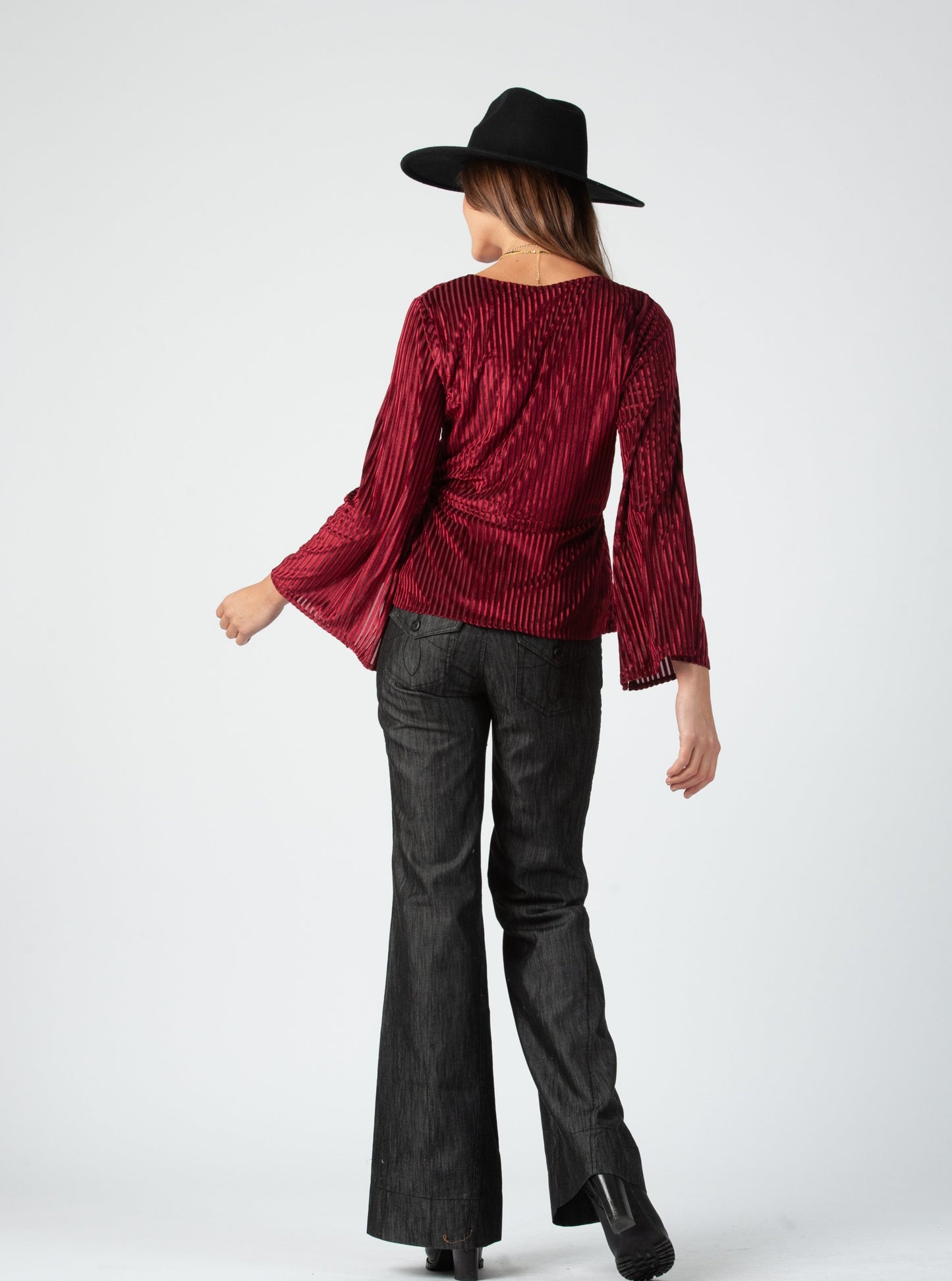 GENOA WRAP BLOUSE-MERLOT STRIPE
