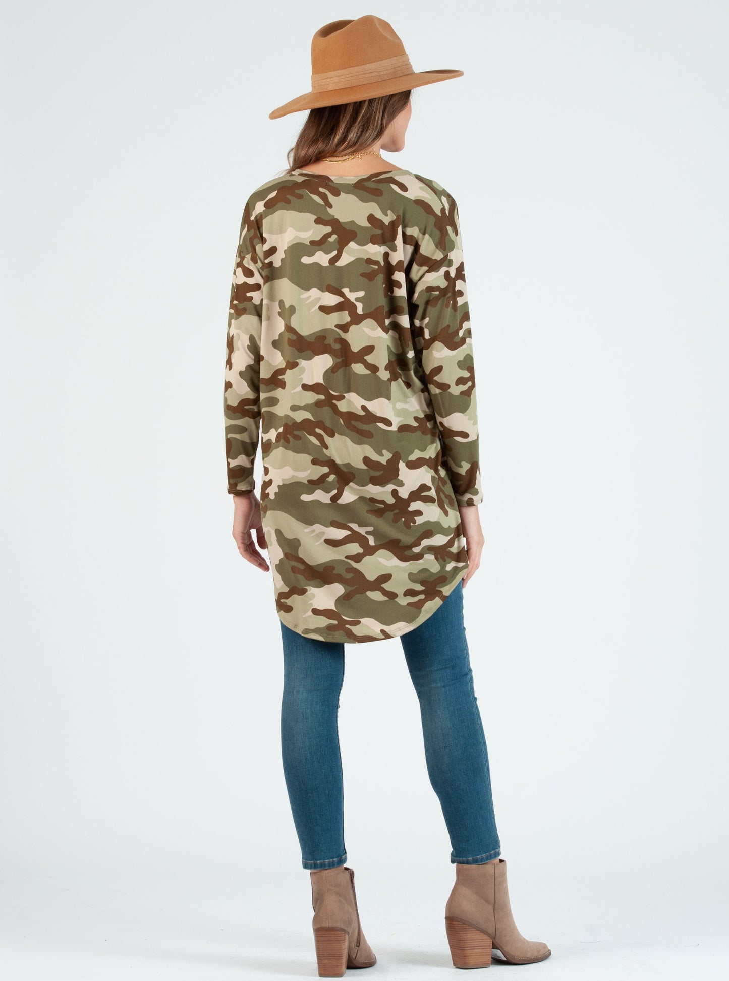 LINDA DROP SHOULDER TUNIC-CAMO PRINT