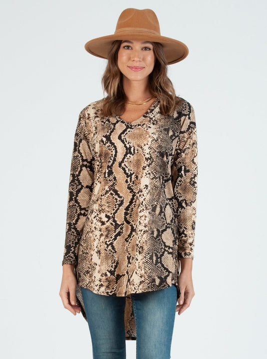 LINDA DROP SHOULDER TUNIC-SNAKE PRINT
