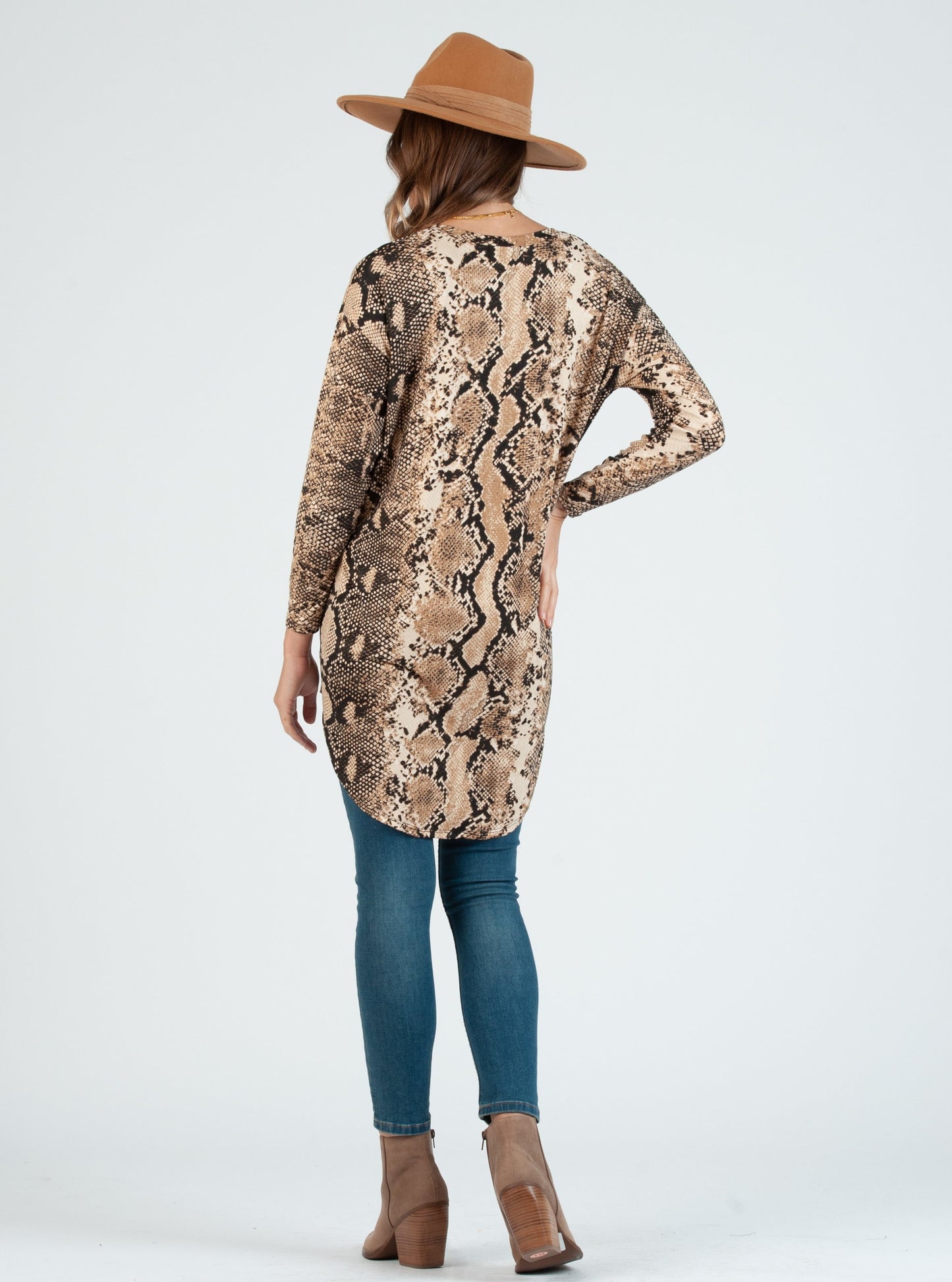 LINDA DROP SHOULDER TUNIC-SNAKE PRINT