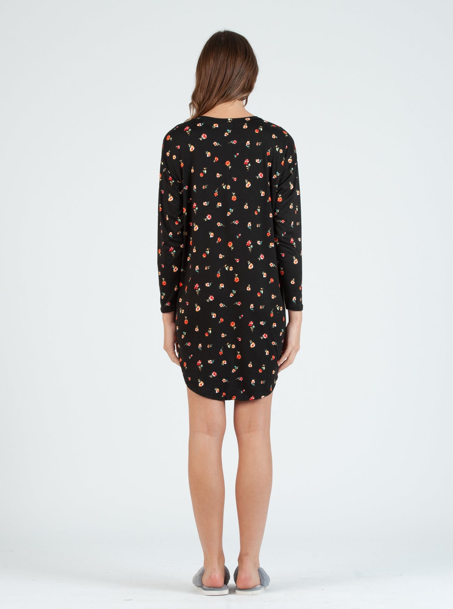 LINDA DROP SHOULDER TUNIC-BLACK FLORAL