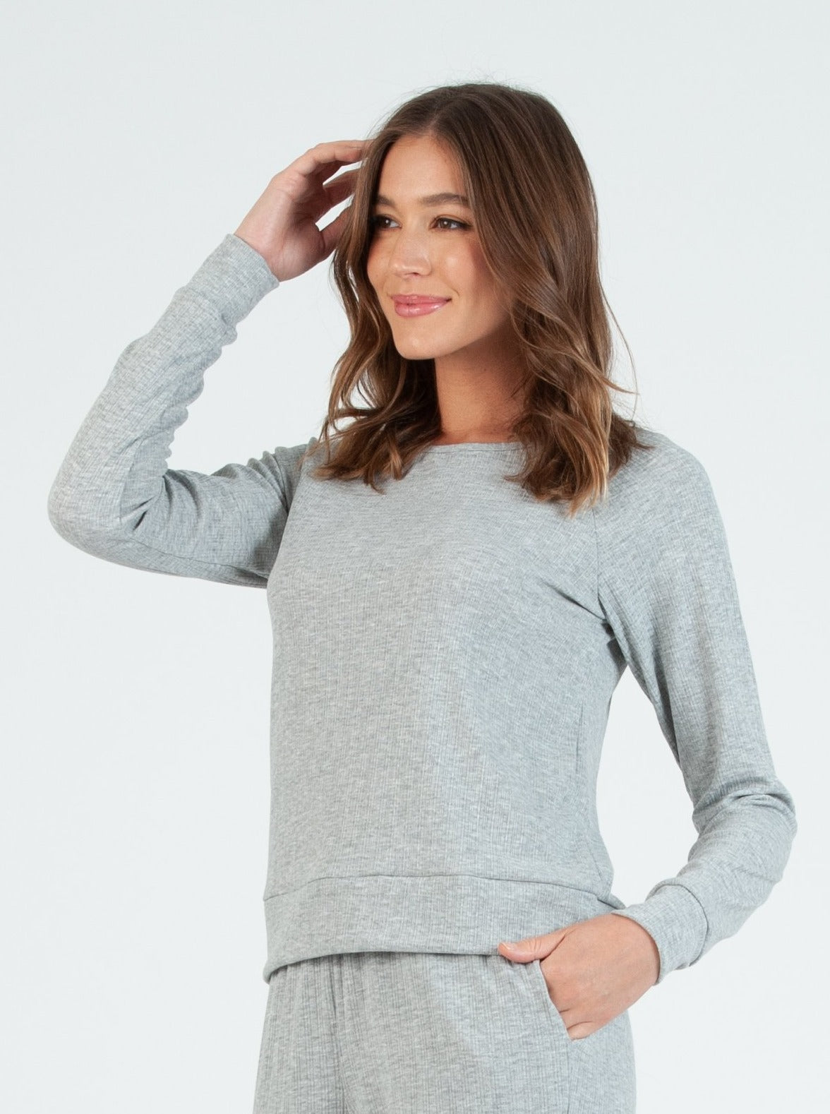 COOKIE LS TOP-GREY POINTELLE
