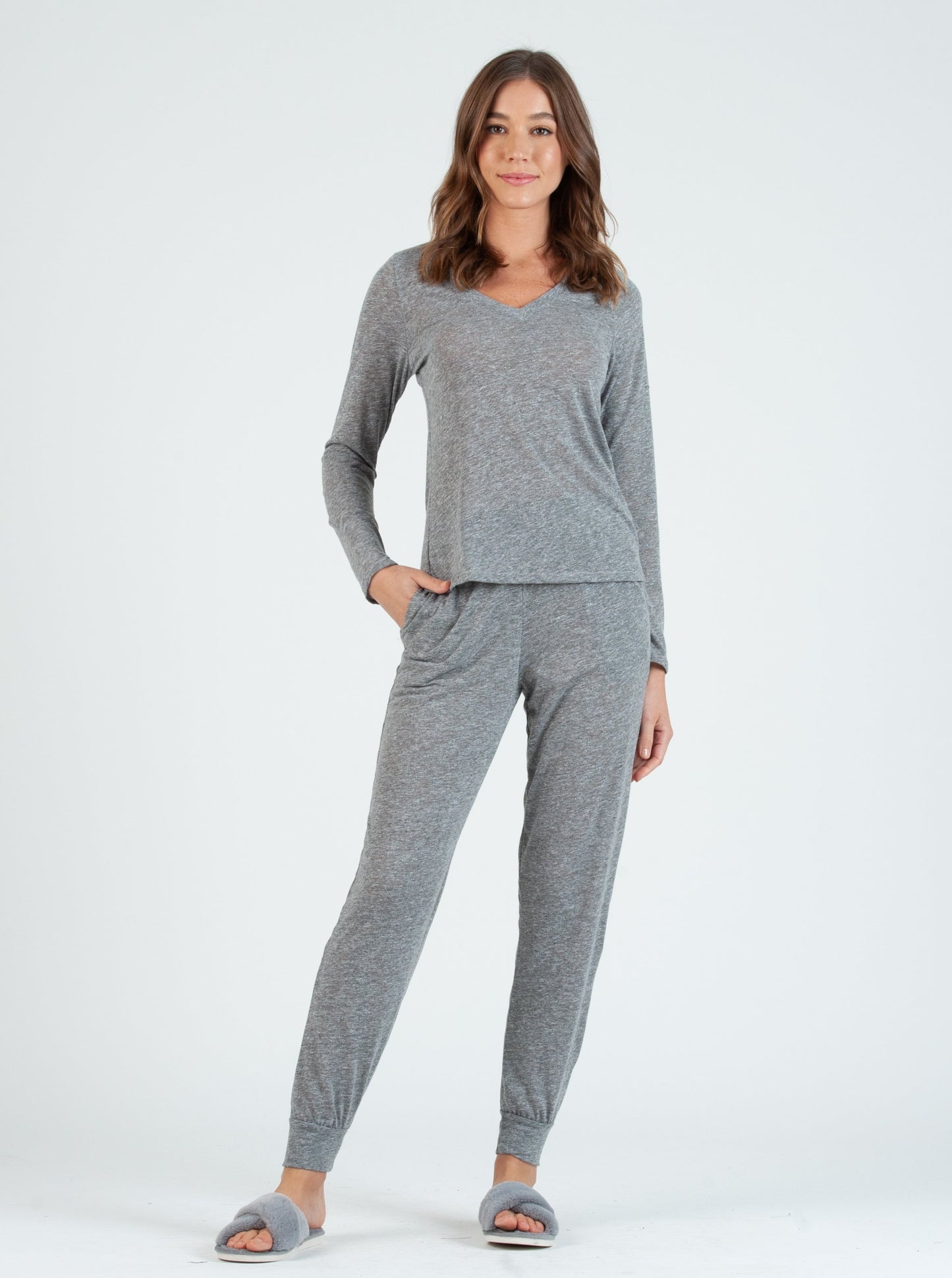 OLEA TOP & JOGGER SET-GREY MOCK TWIST