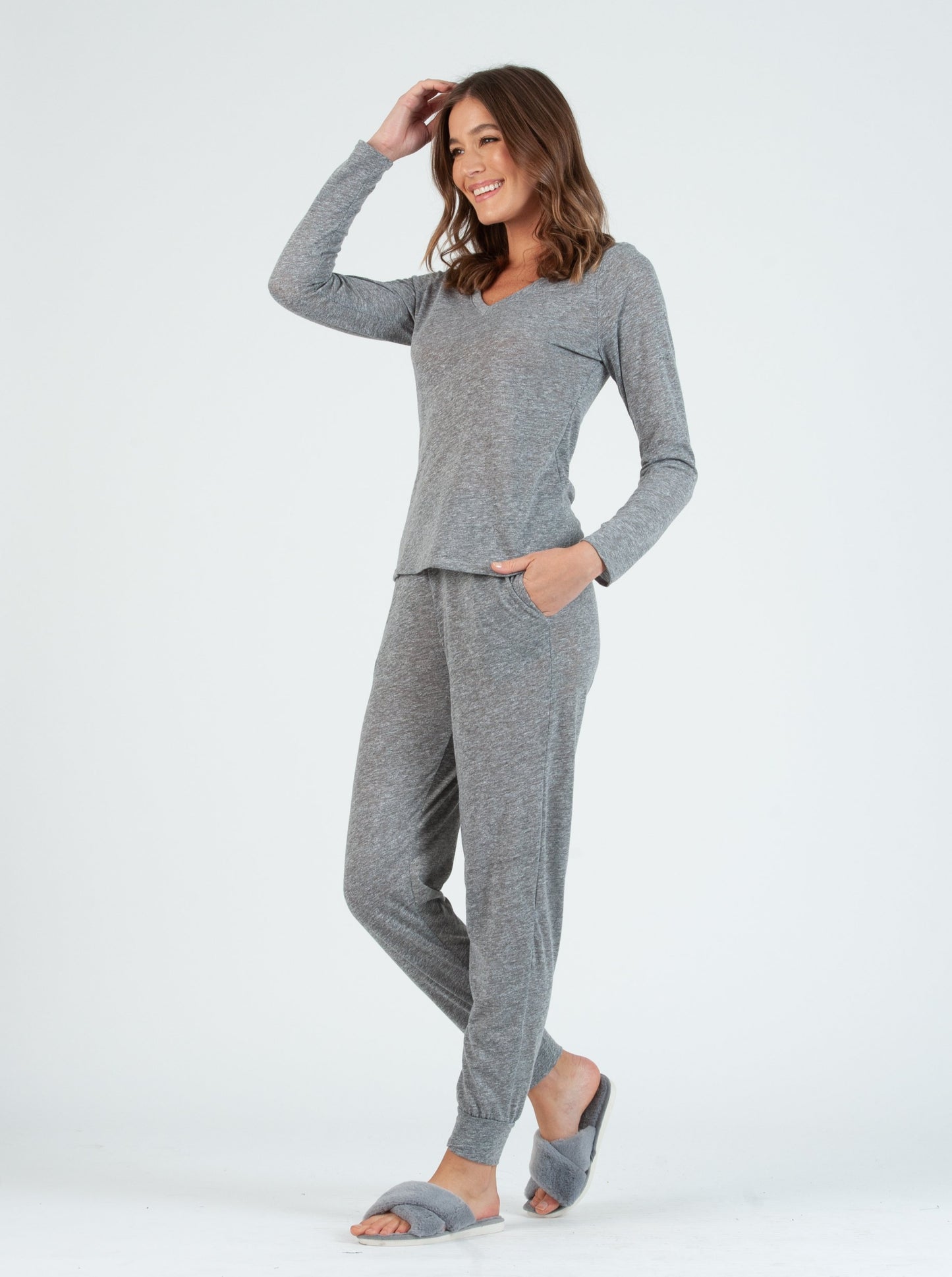 OLEA TOP & JOGGER SET-GREY MOCK TWIST