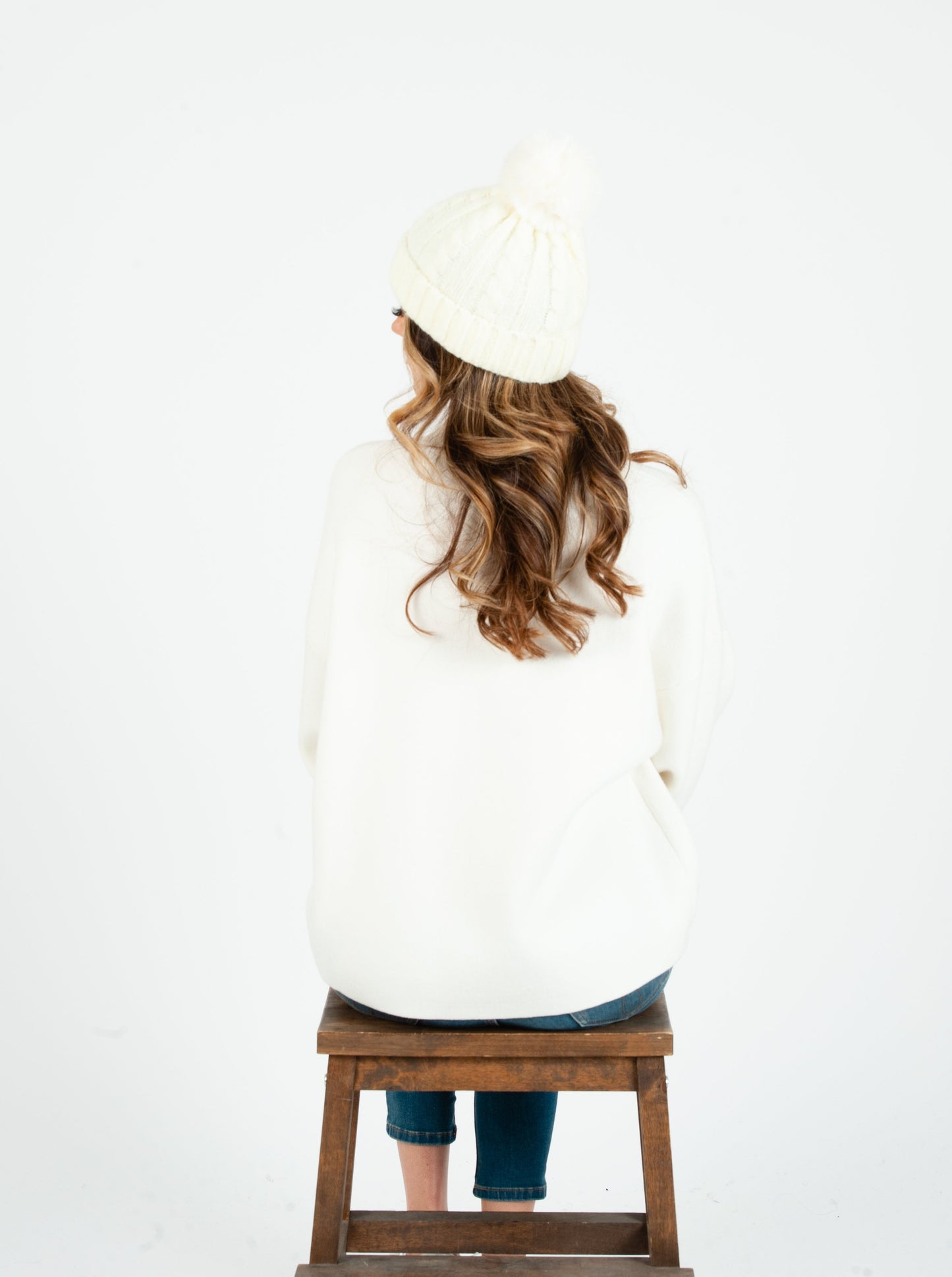CAMEROON POM POM BEANIE-IVORY