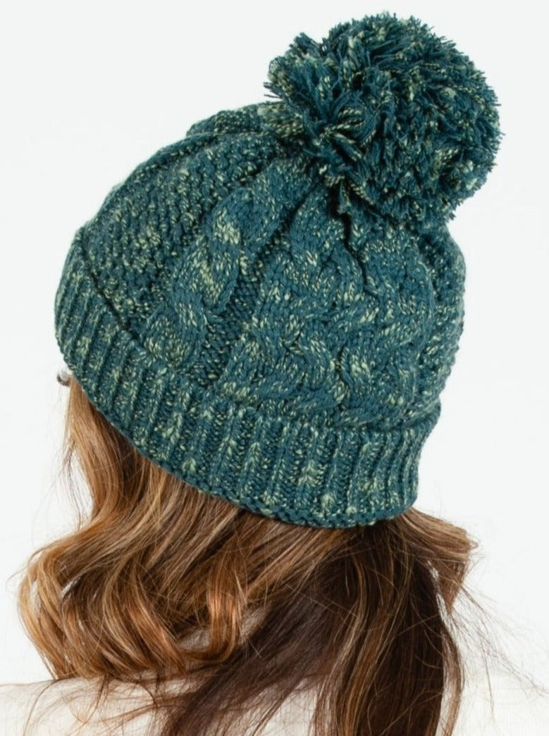 BLANCA KNIT POM POM BEANIE-GREEN