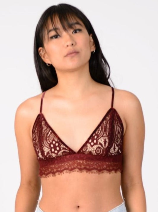 FRENCHIE TRIANGLE BRALETTE-WINE