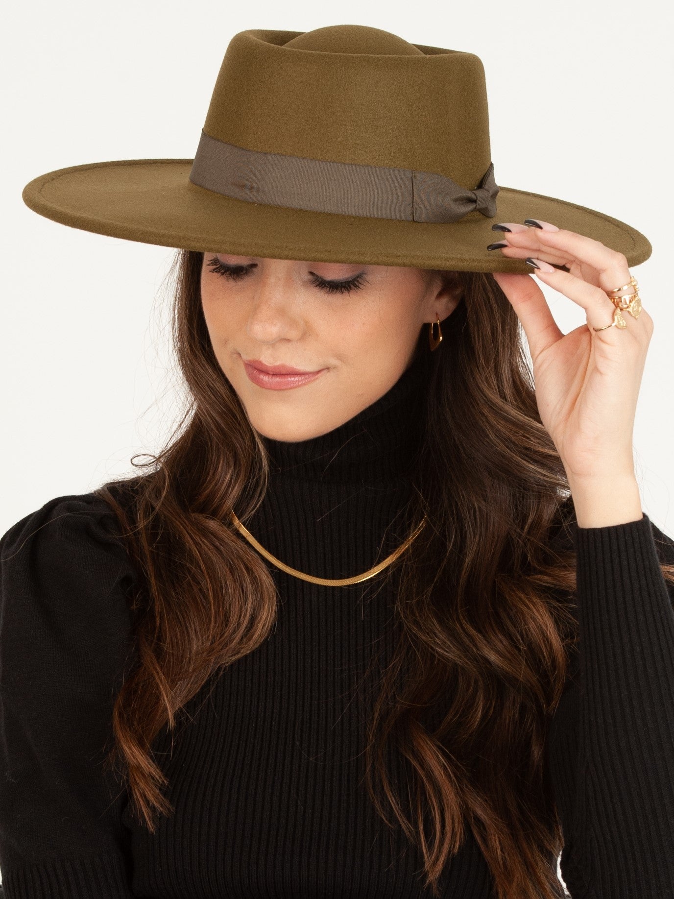 RYE VEGAN FELT BOATER HAT-OLIVE