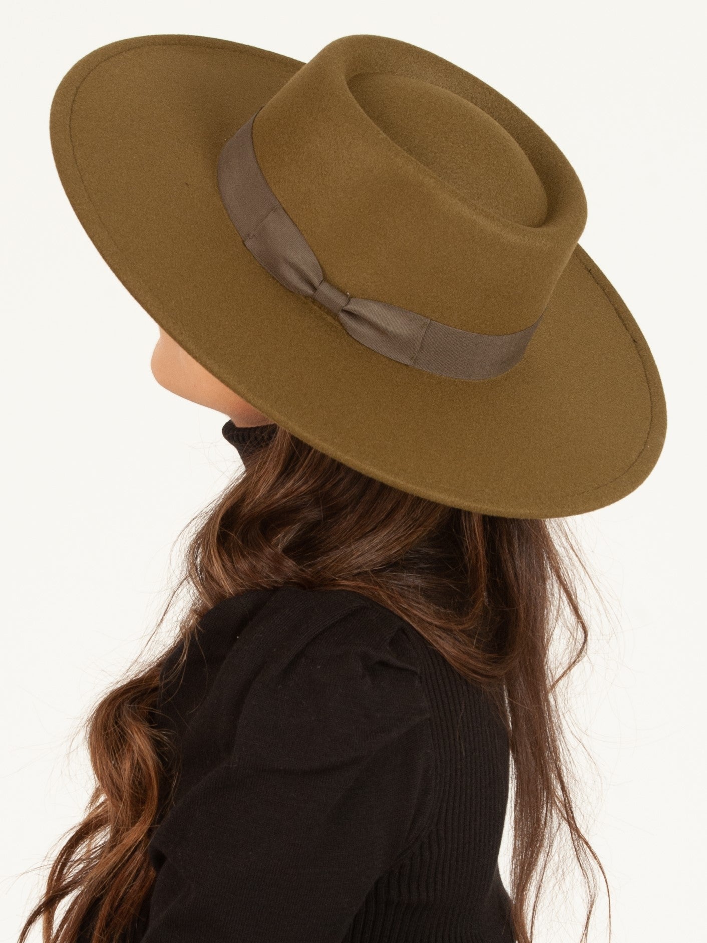 RYE VEGAN FELT BOATER HAT-OLIVE