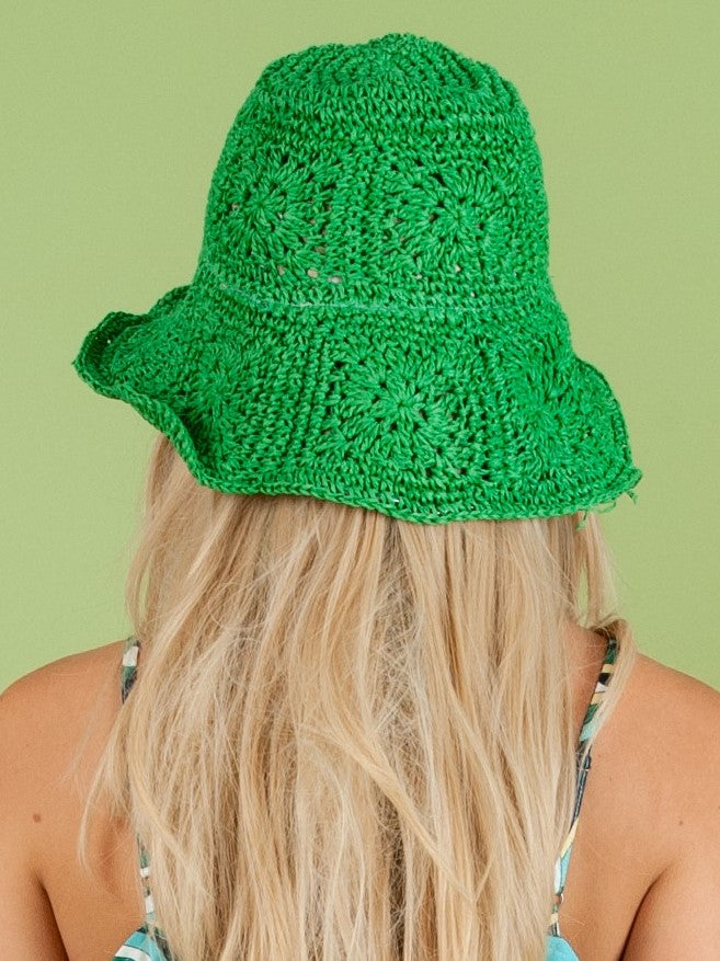 GREEN CROCHET BUCKET HAT