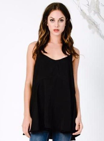 TINA LONG CAMISOLE-BLACK