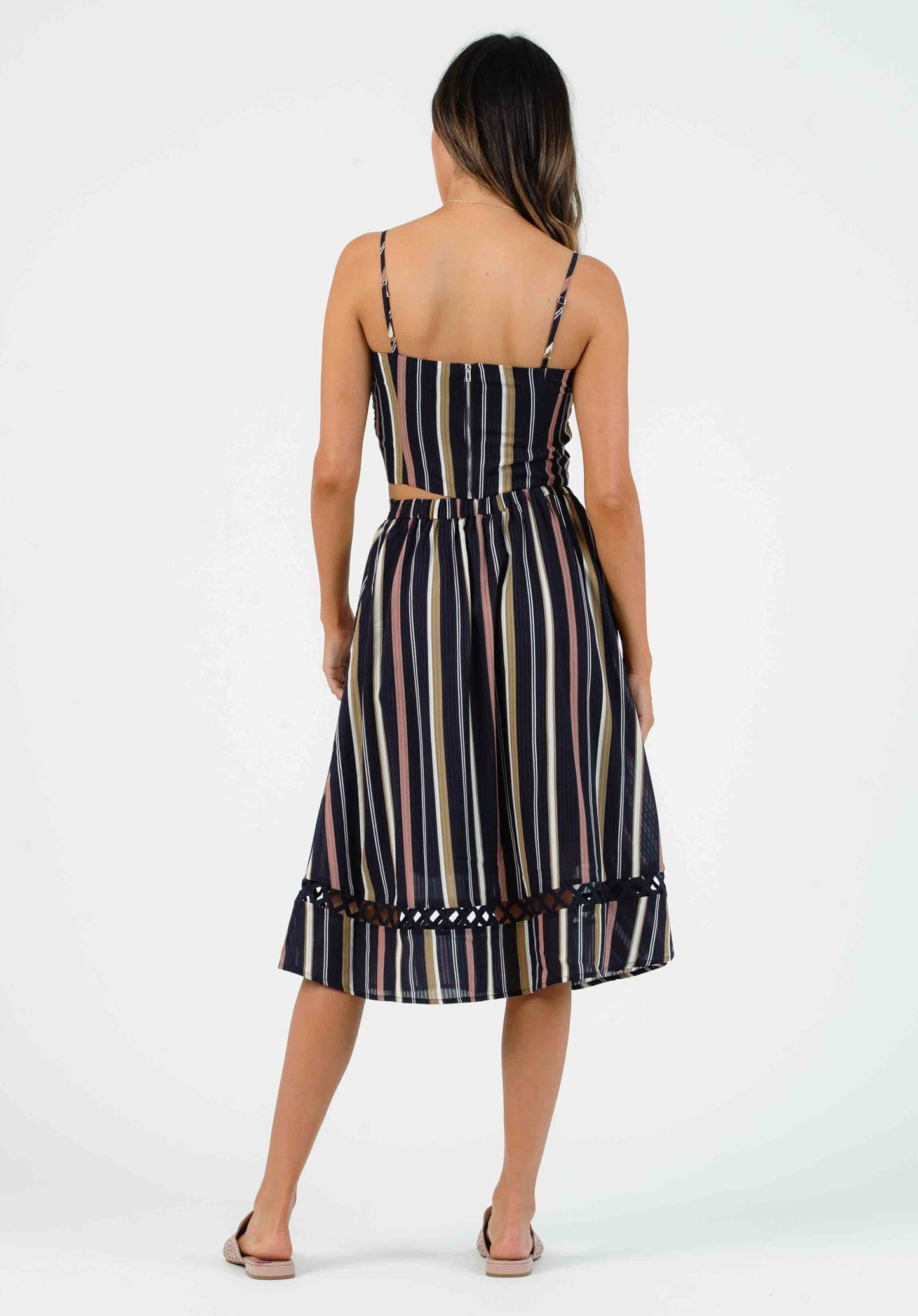 VALENTINA SWEETHEART TOP-NAVY MULTI STRIPE