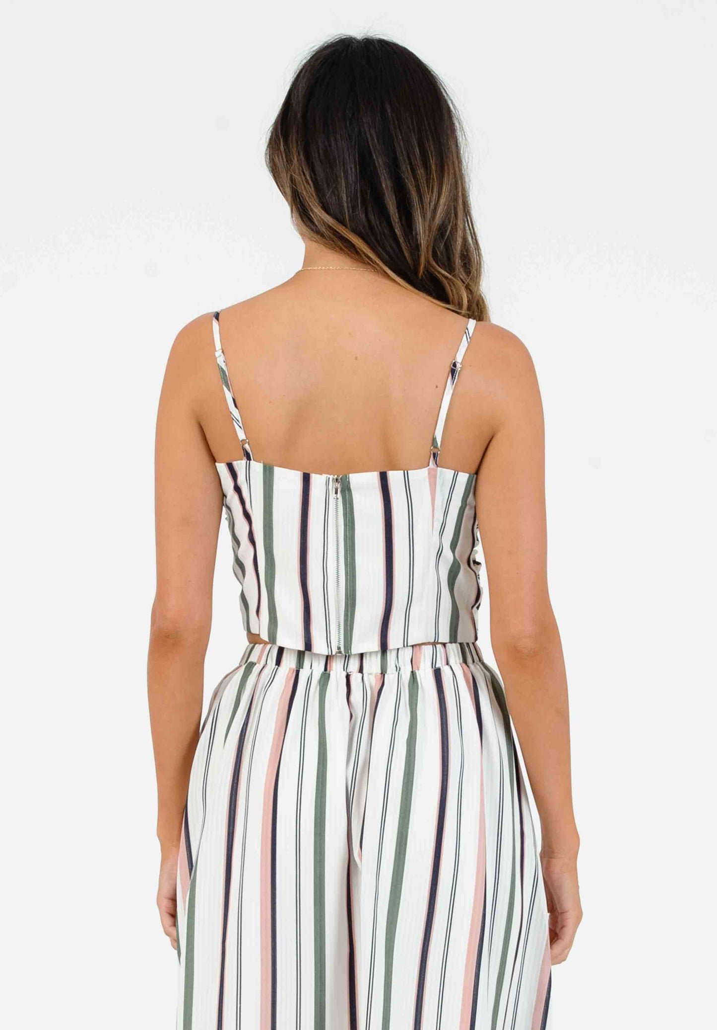 VALENTINA SWEETHEART TOP-WHITE MULTI STRIPE