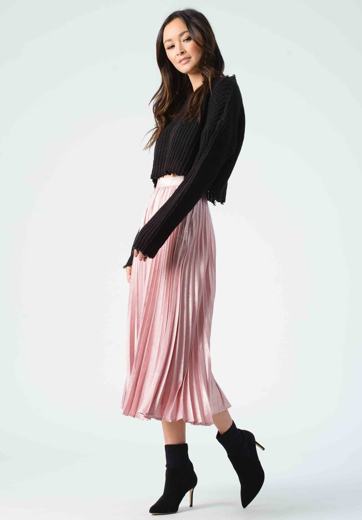 KORBEL PLEATED MIDI SKIRT-MAUVE ZEBRA