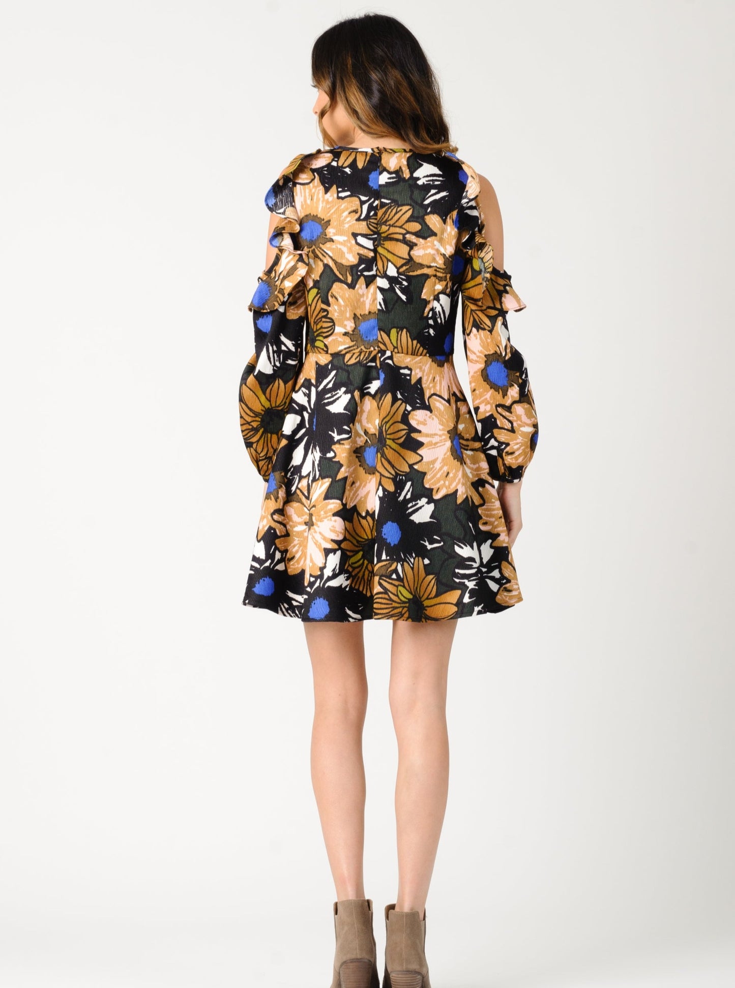 SHAYNE MINI DRESS-BLACK TAUPE