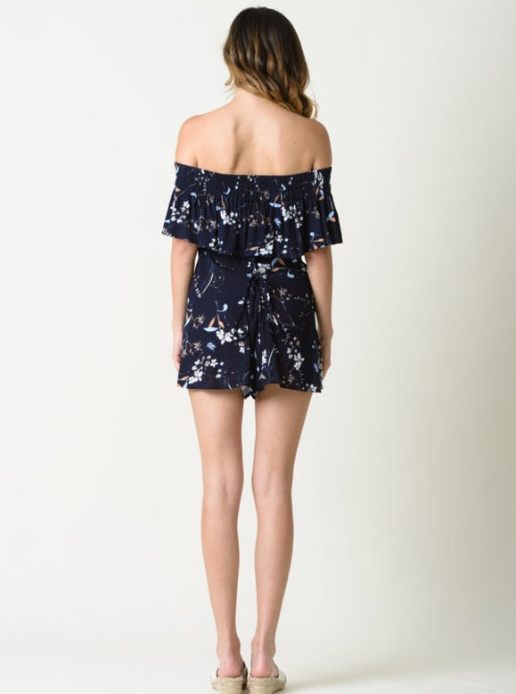 TESSA OFF THE SHOULDER ROMPER-NAVY FLORAL