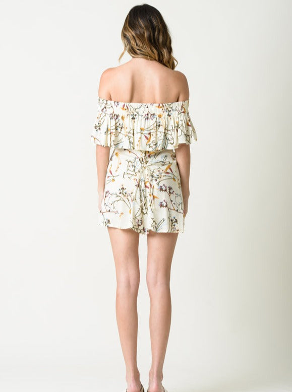 TESSA OFF THE SHOULDER ROMPER-WHITE FLORAL