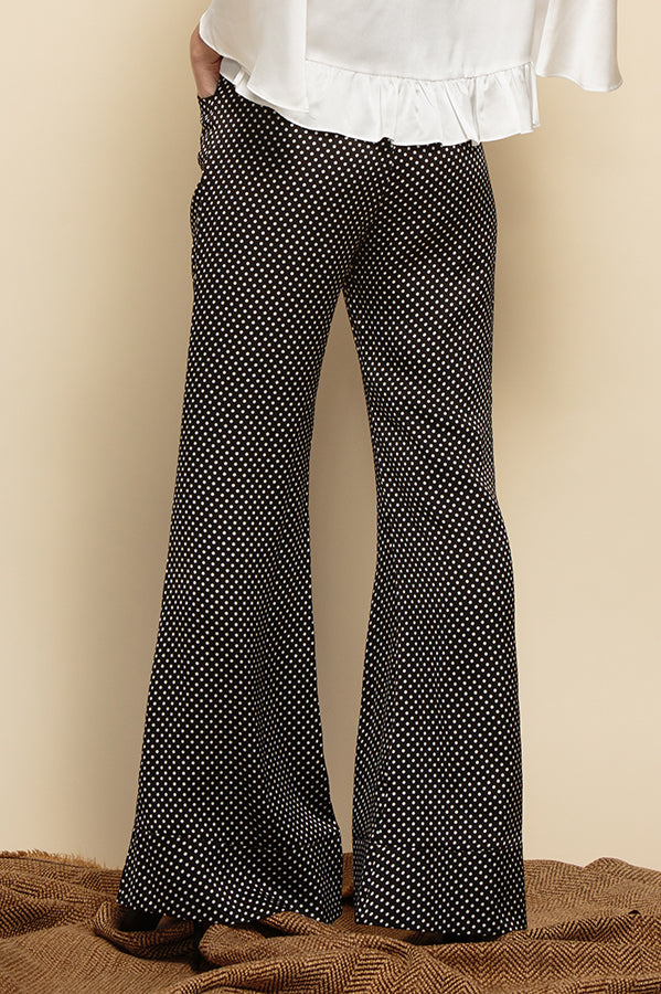 ISLA CONTRAST CUFF PANT-BLACK POLKA DOT
