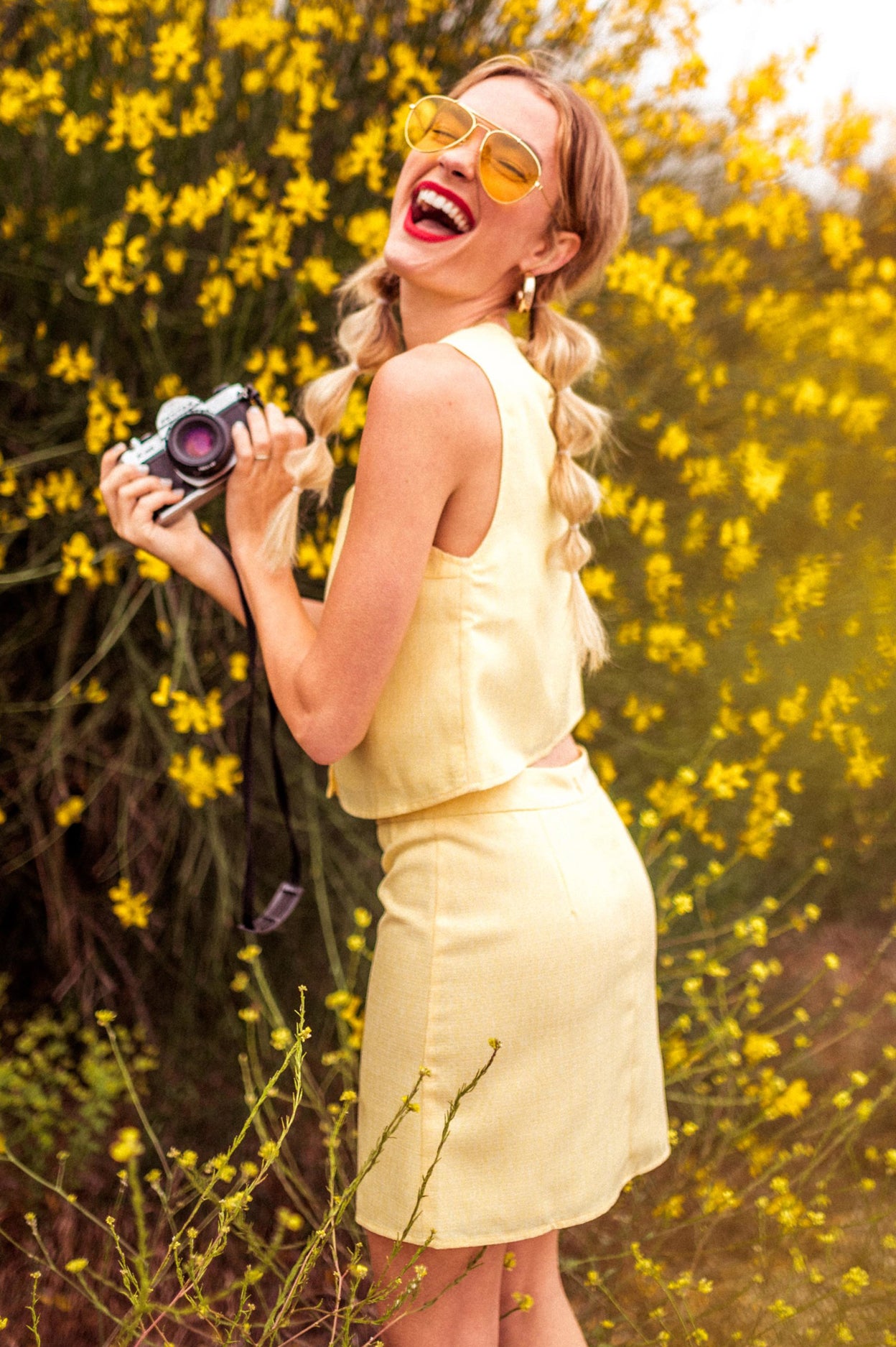 CHELSEA FRONT BUTTON SKIRT-CANARY