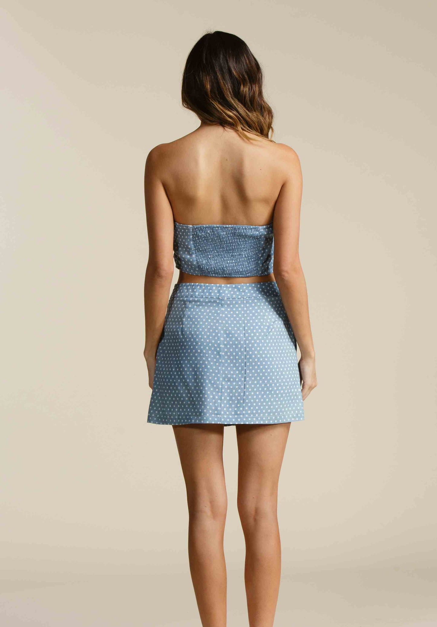 CHELSEA FRONT BUTTON SKIRT-OCEAN BLUE STAR