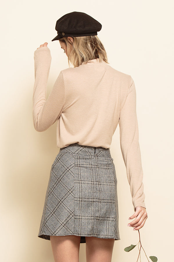 HARLEY A-LINE MINI SKIRT-PEPPER PLAID