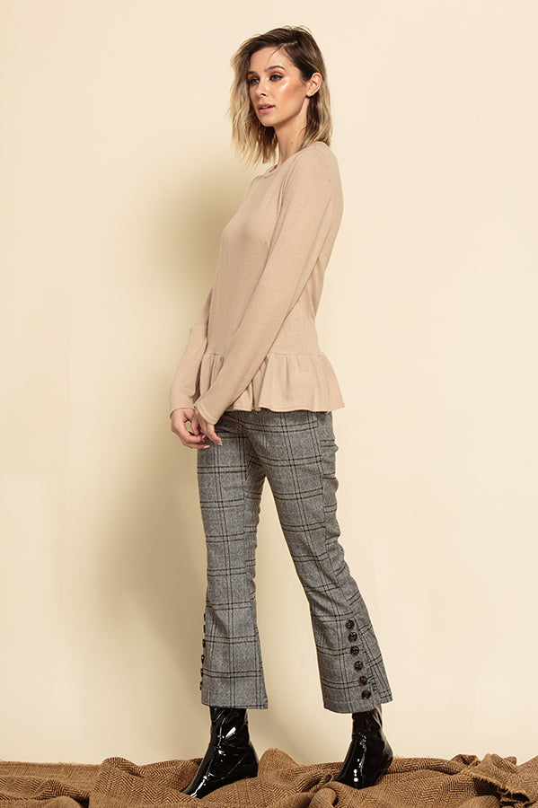 RYLIE CROPPED PANTS-PEPPER PLAID