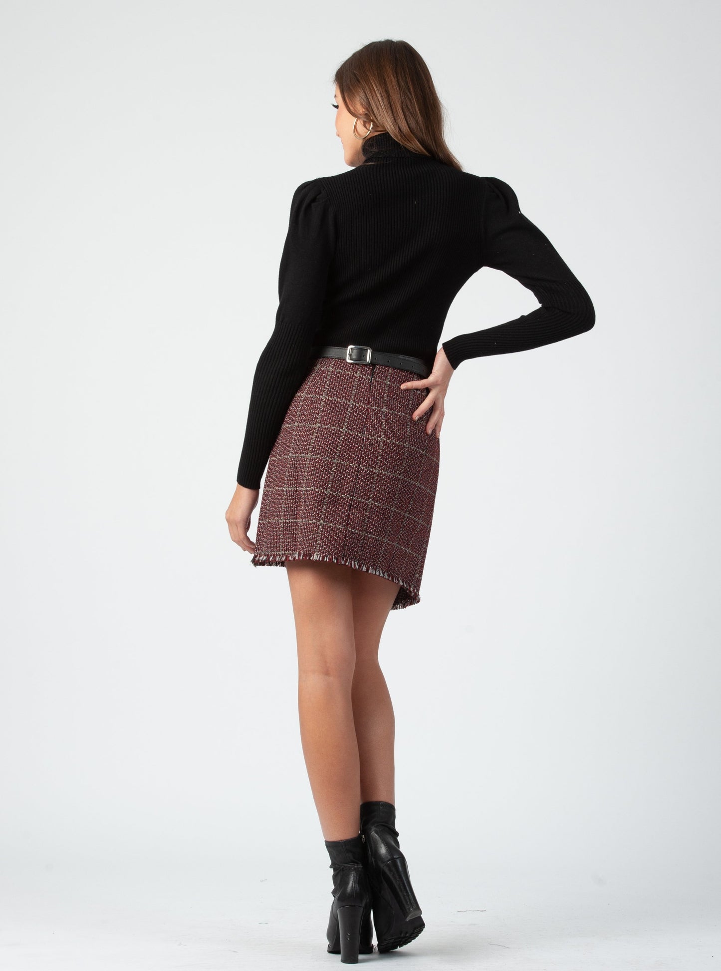 JOANNA MINI SKIRT-AUBURN TWEED