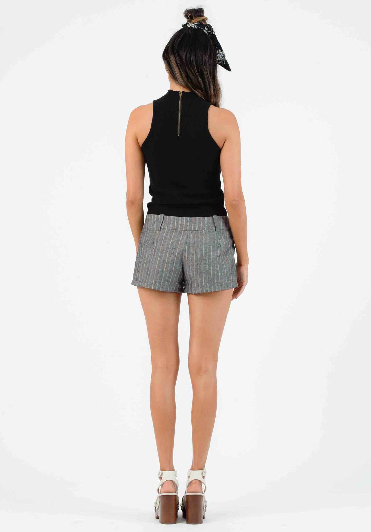 KAUAI SHORTS-BLACK/RAINBOW STRIPE