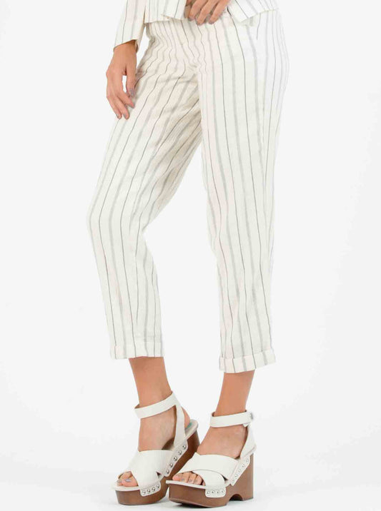 MALLROY ROLLED HEM TROUSERS-CREAM STRIPE