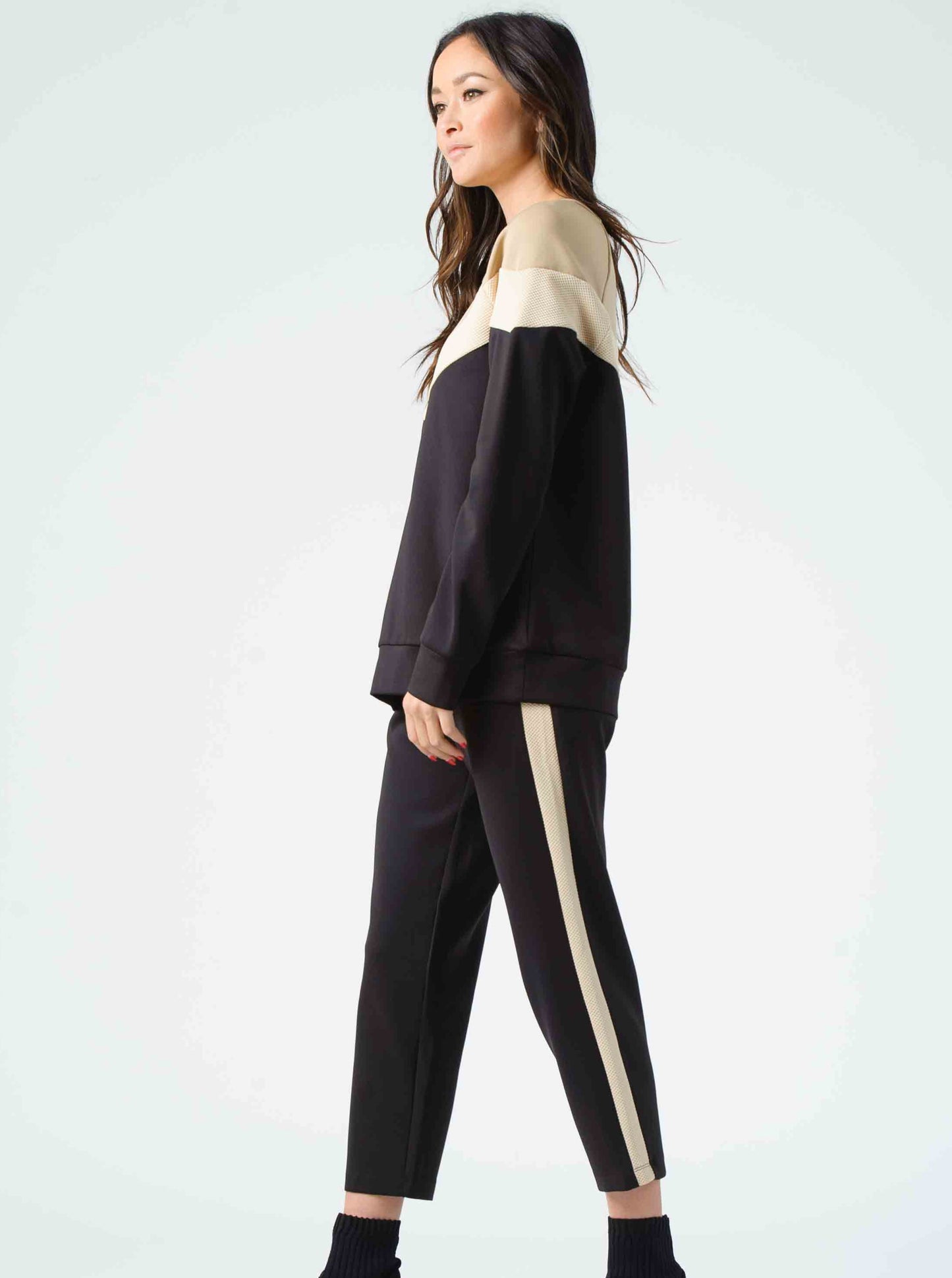 BINET CONTRAST STRIPE PANTS-MACCHIATO