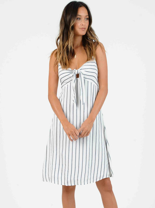 VIVIAN SWEETHEART CUT OUT MIDI DRESS-WHITE/NAVY STRIPE
