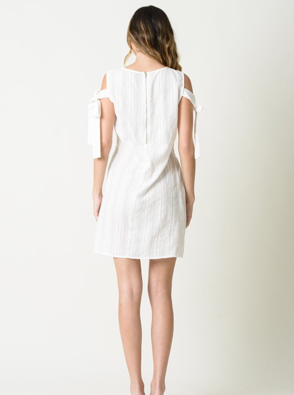 DAISY SHOULDER TIE DRESS-WHITE GAUZE