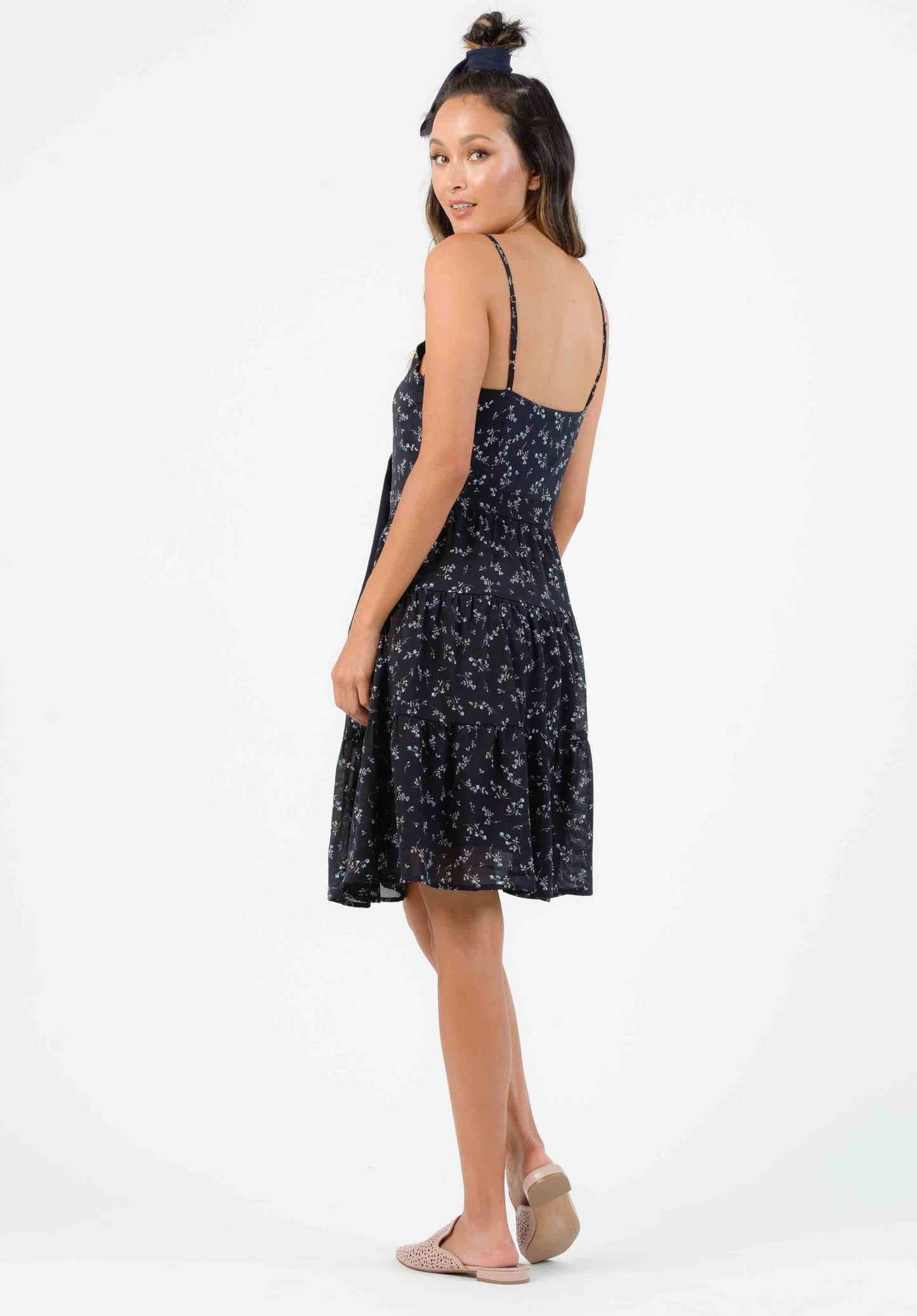 HAMPTON TIERED DRESS-NAVY MINI FLORAL