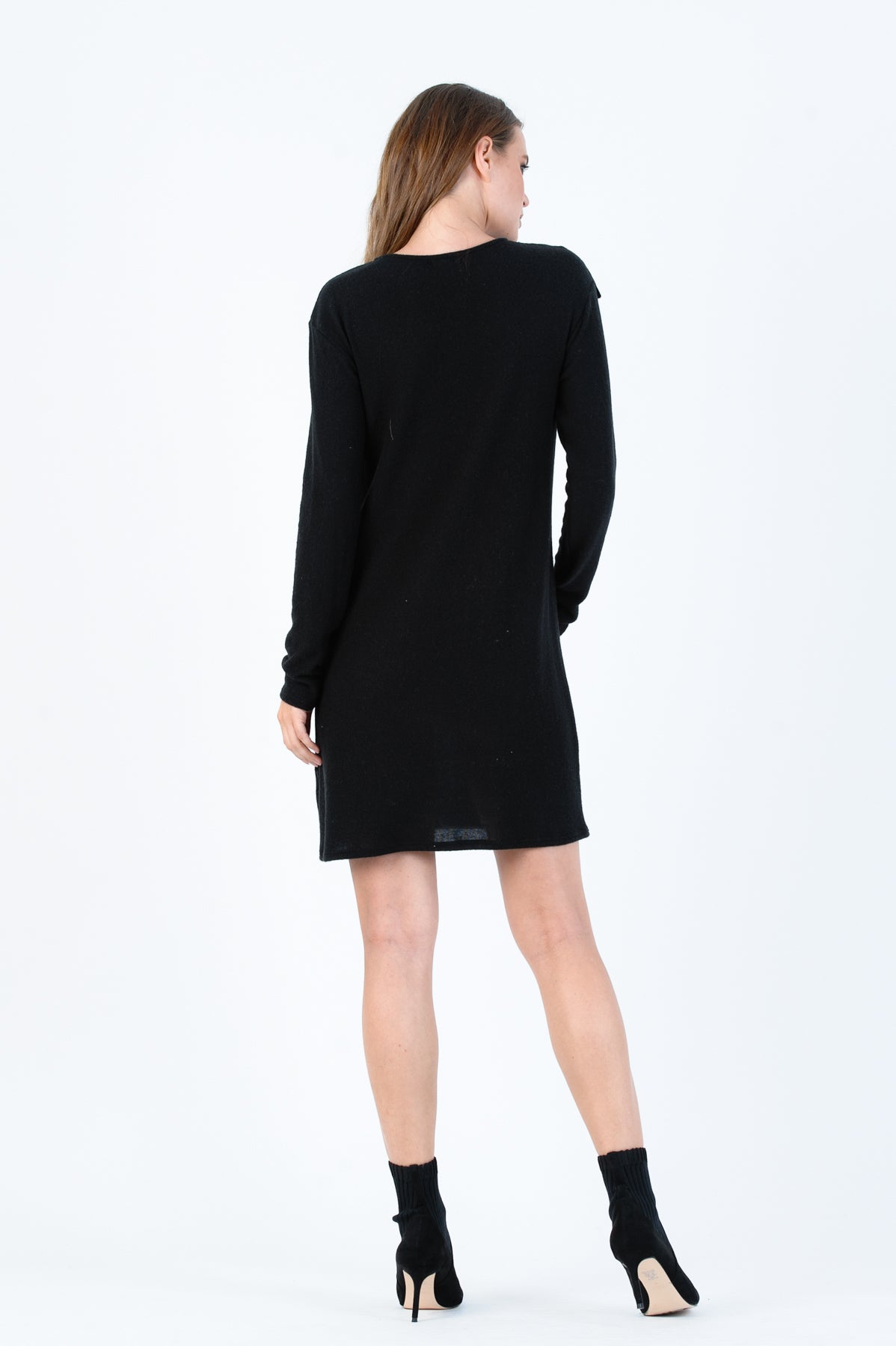 POLAR RUFFLE DRESS-BLACK
