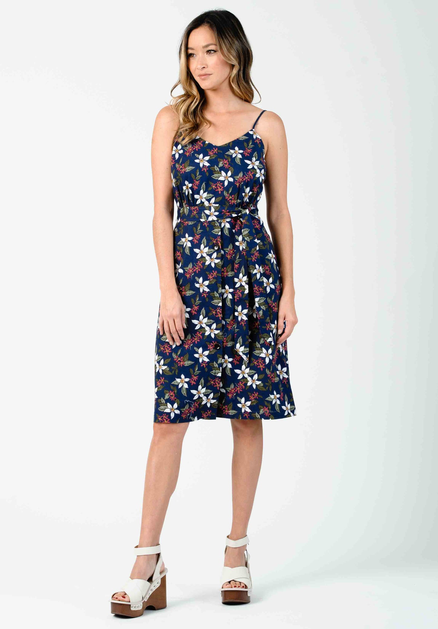 CLEOPATRA MIDI DRESS-NAVY FLORAL