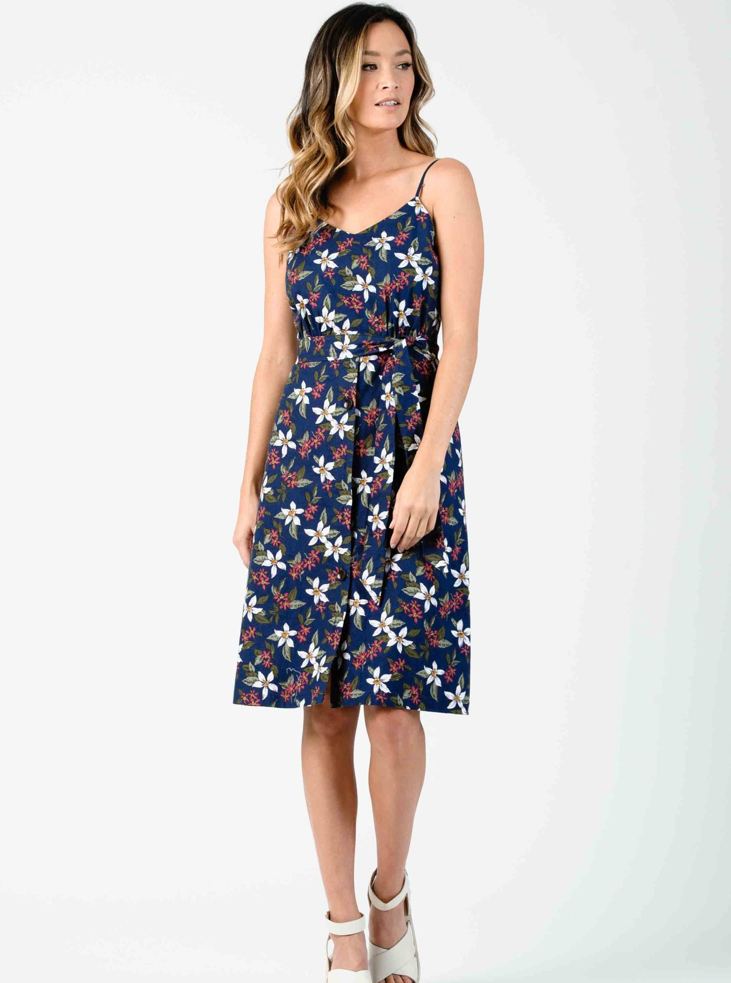 CLEOPATRA MIDI DRESS-NAVY FLORAL