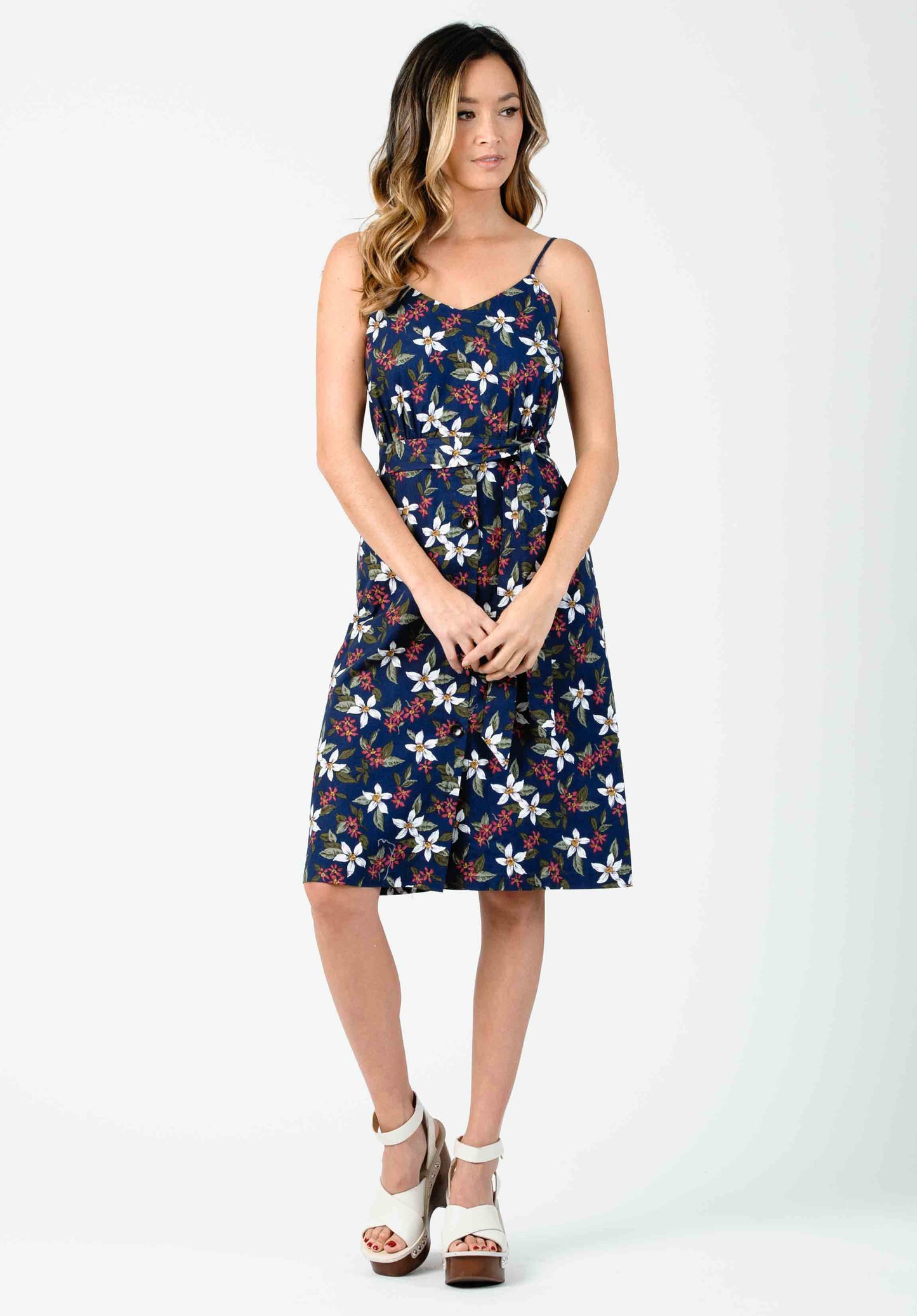CLEOPATRA MIDI DRESS-NAVY FLORAL