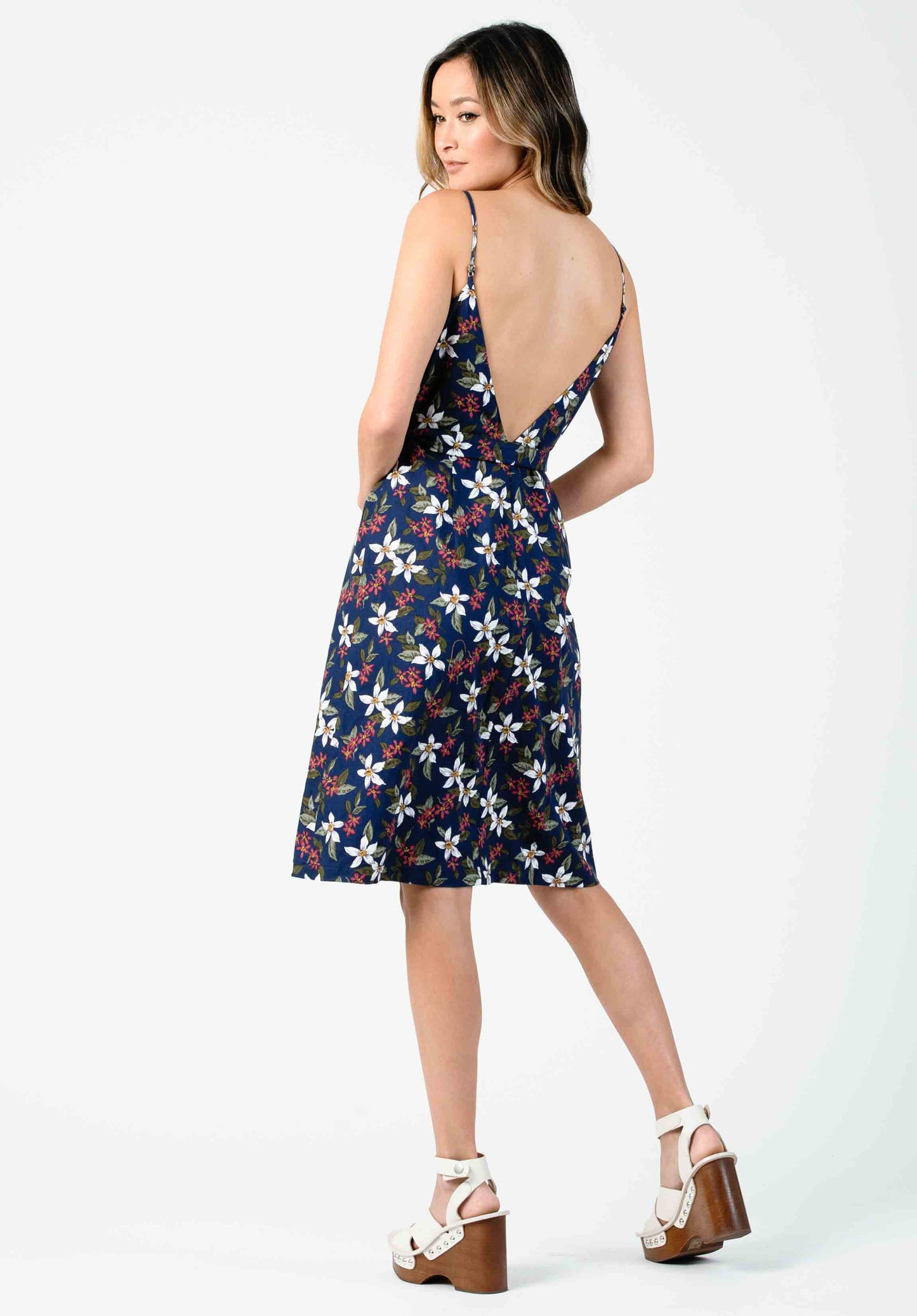 CLEOPATRA MIDI DRESS-NAVY FLORAL