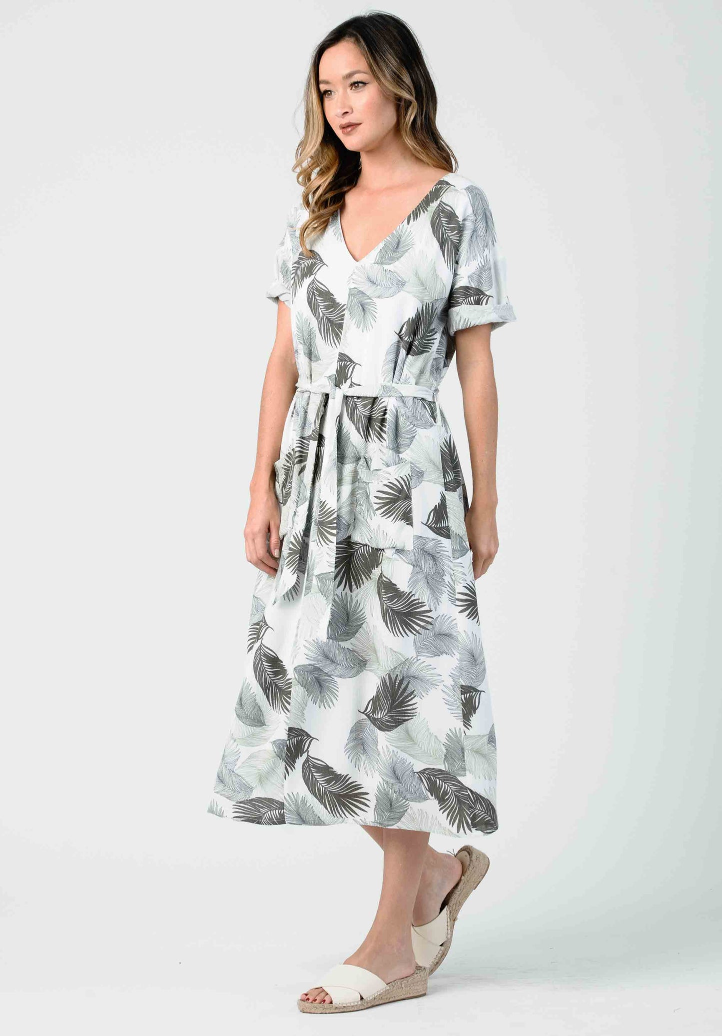 PALM PRINTED DRESS