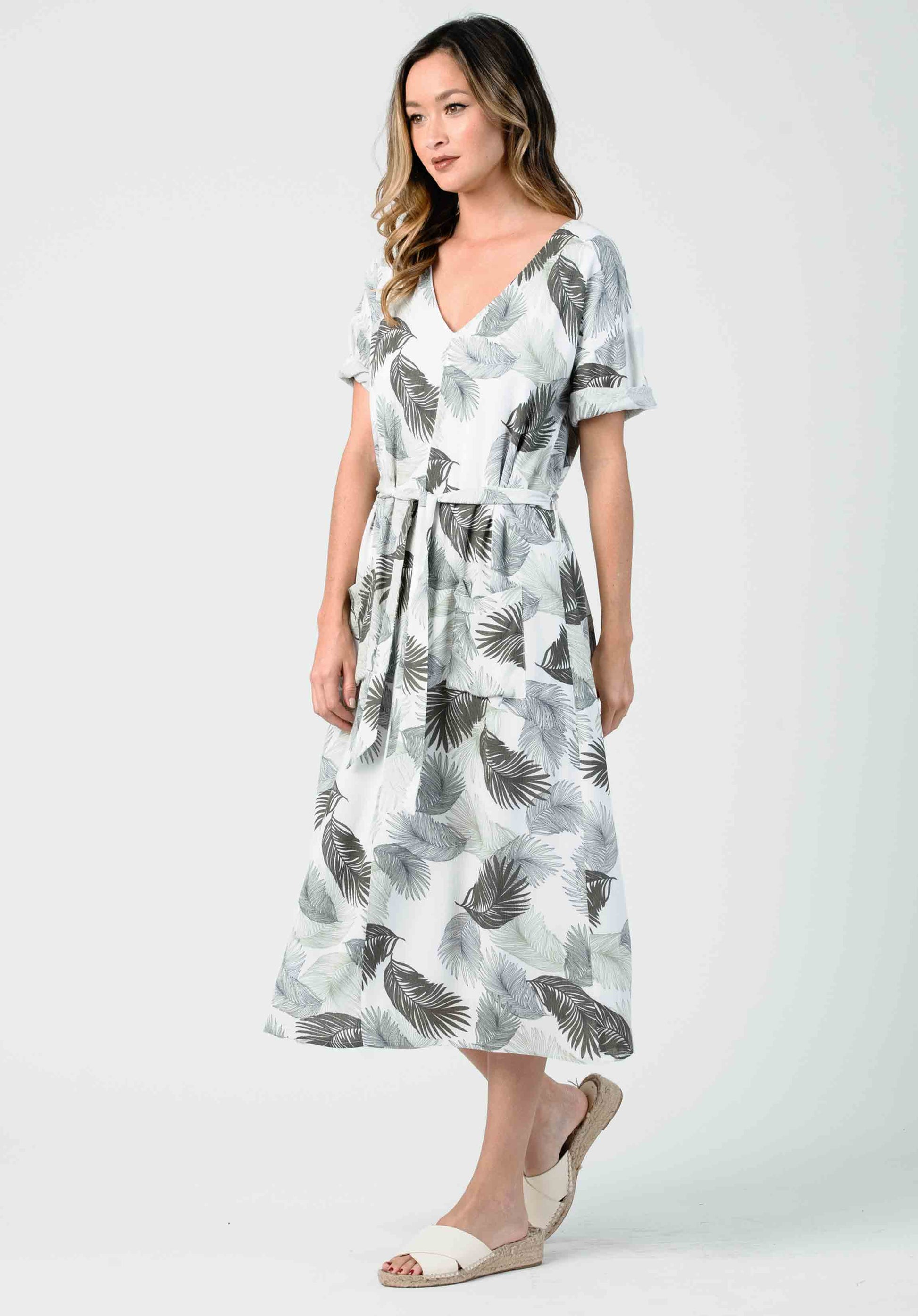 PALM PRINTED DRESS