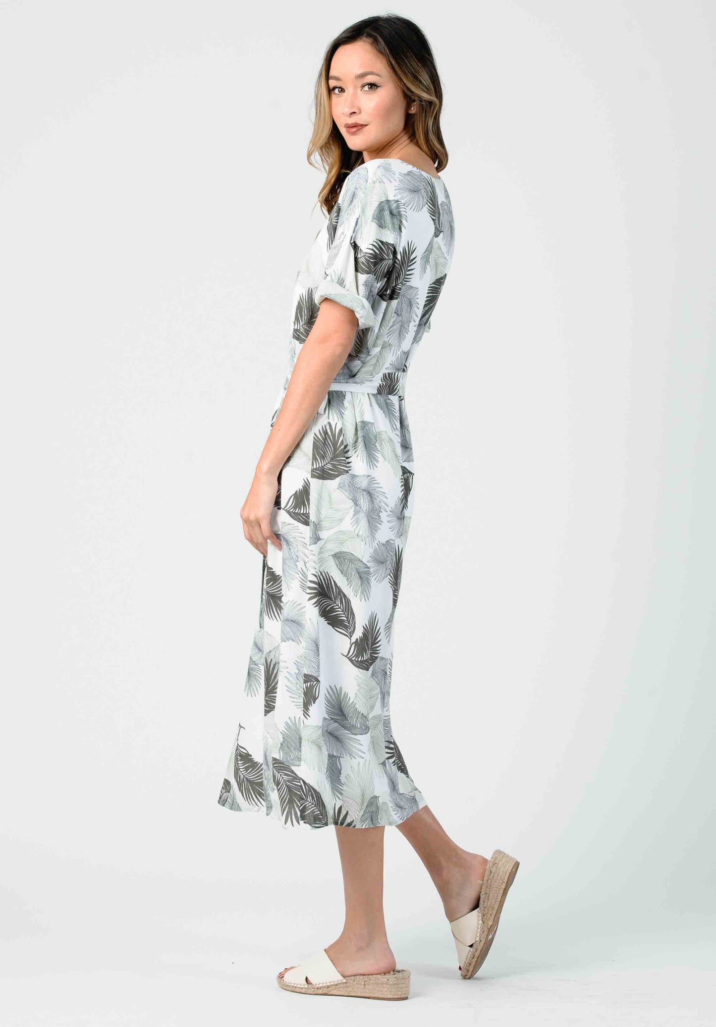 PALM PRINTED DRESS