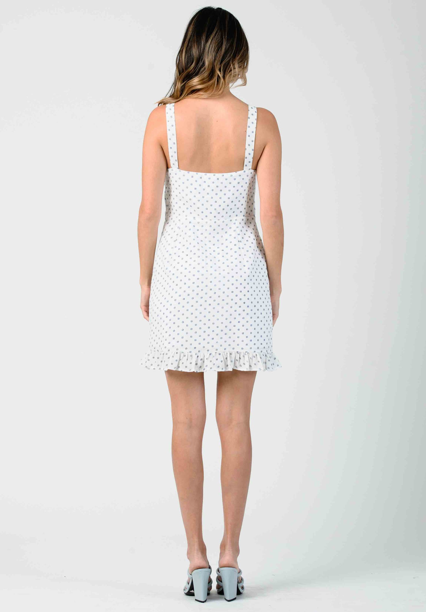 BLOSSOM MINI DRESS-WHITE BRUSH