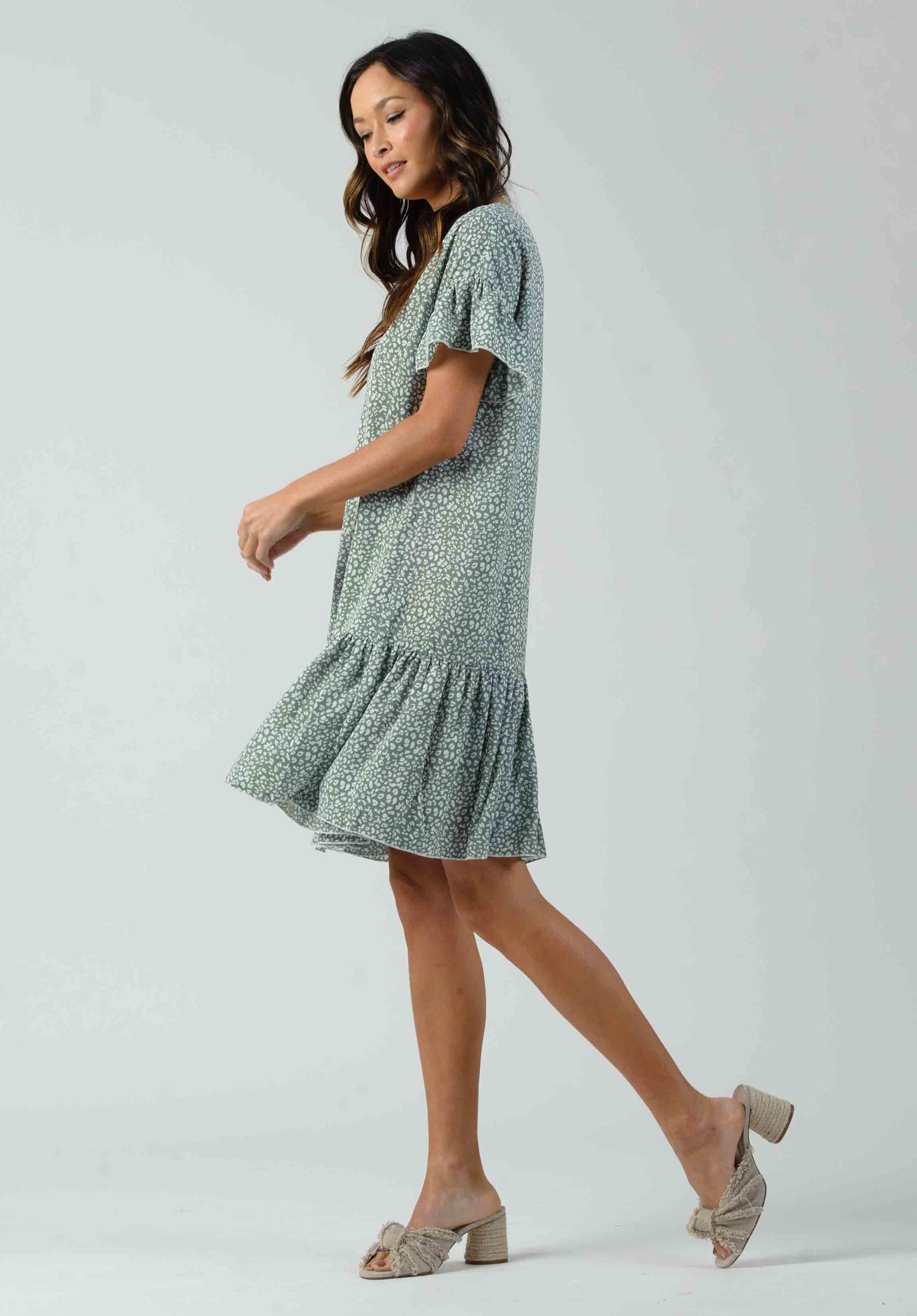 ELLIAS DRESS-SAGE SPECKLE