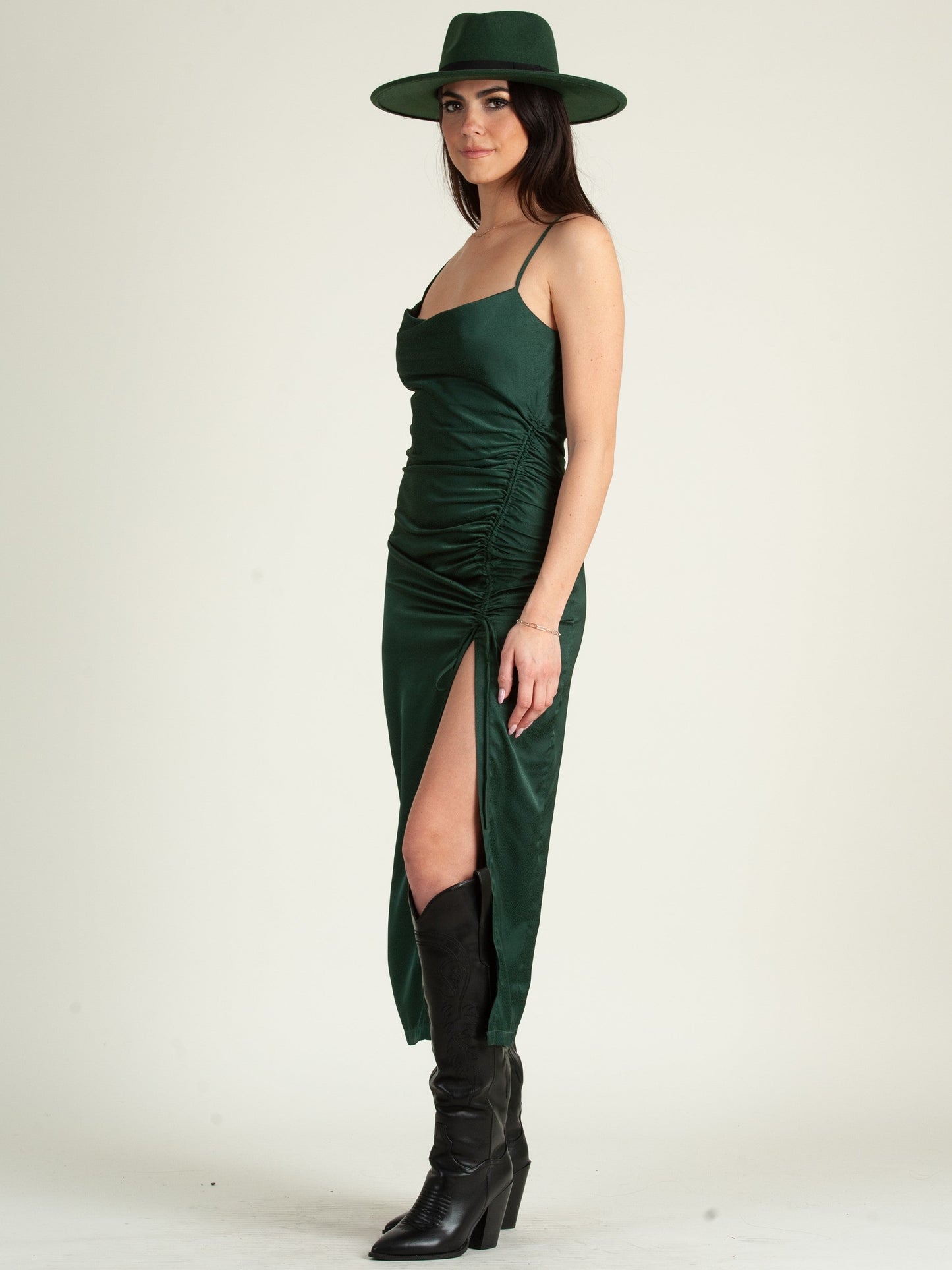 GREEN SATIN DRESS