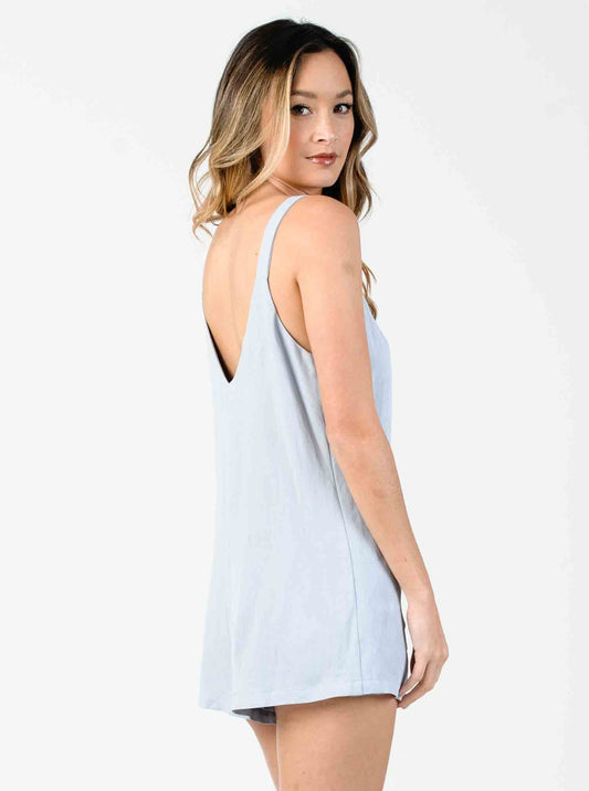TANSY BUTTON FRONT ROMPER-SEA MIST