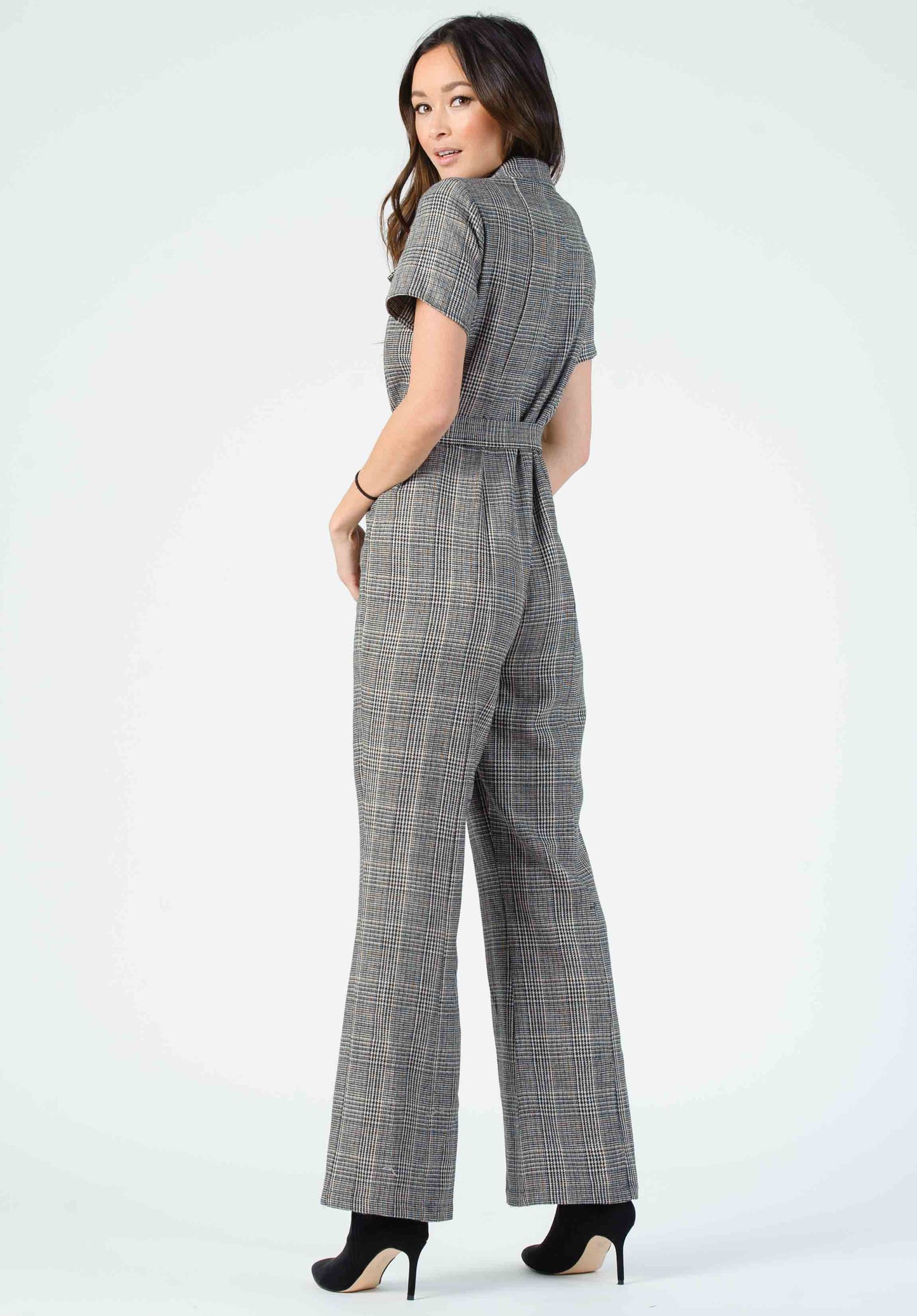 VERDI TAILORED JUMPSUIT-BLACK PLAID