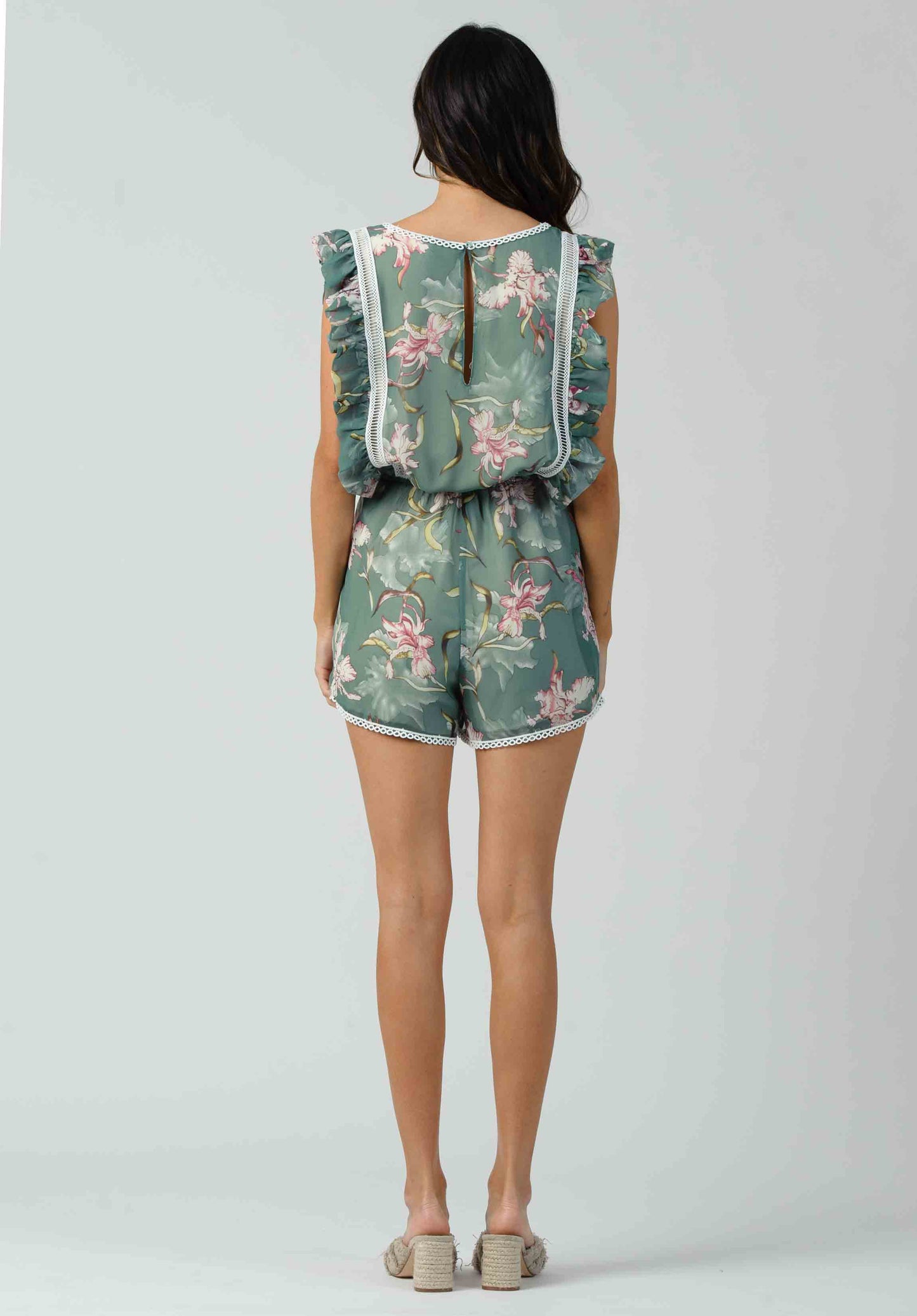 KASSIA ROMPER-SEA GREEN FLORAL
